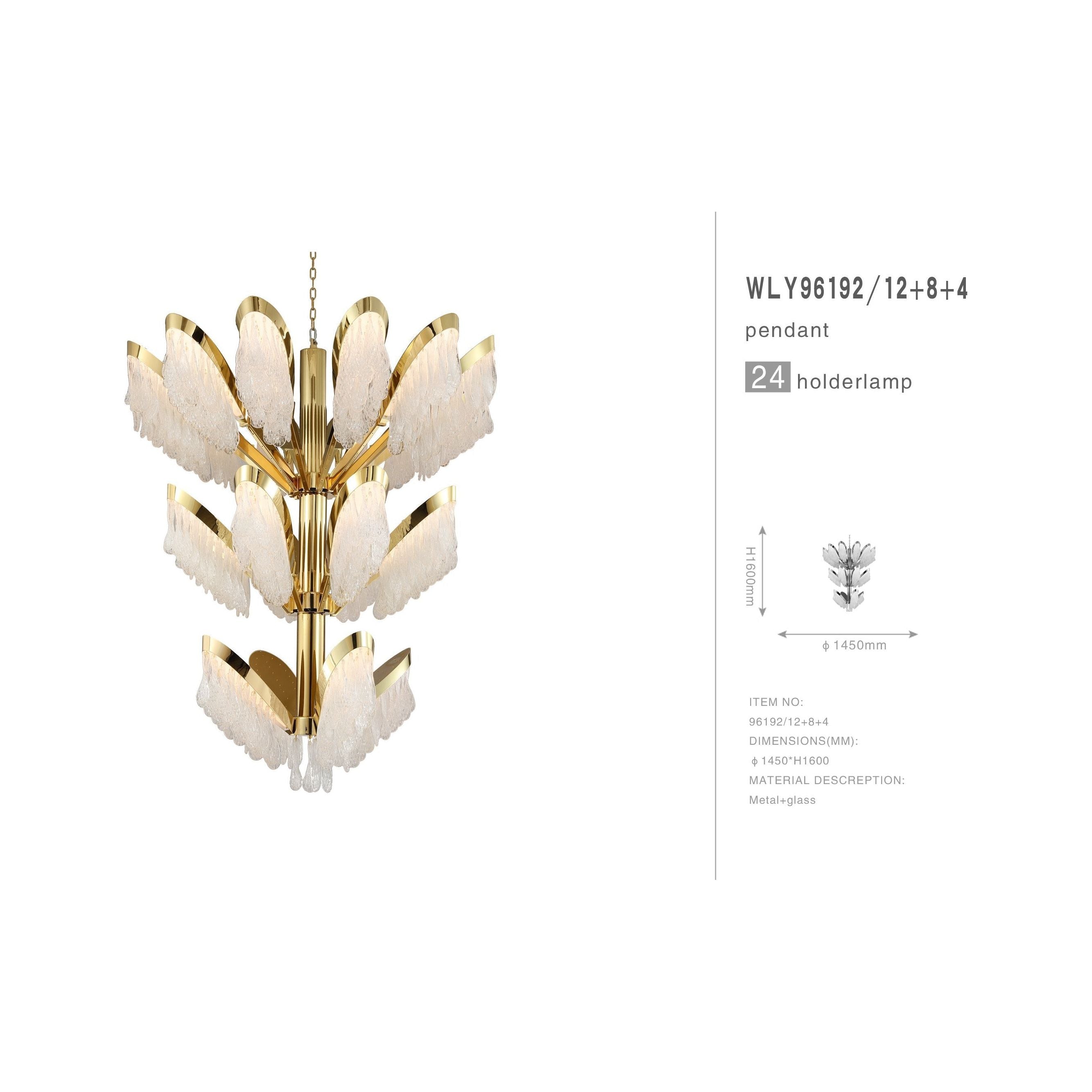 Palm-Villa Murano Glass Wide Foyer Chandelier - Italian Concept