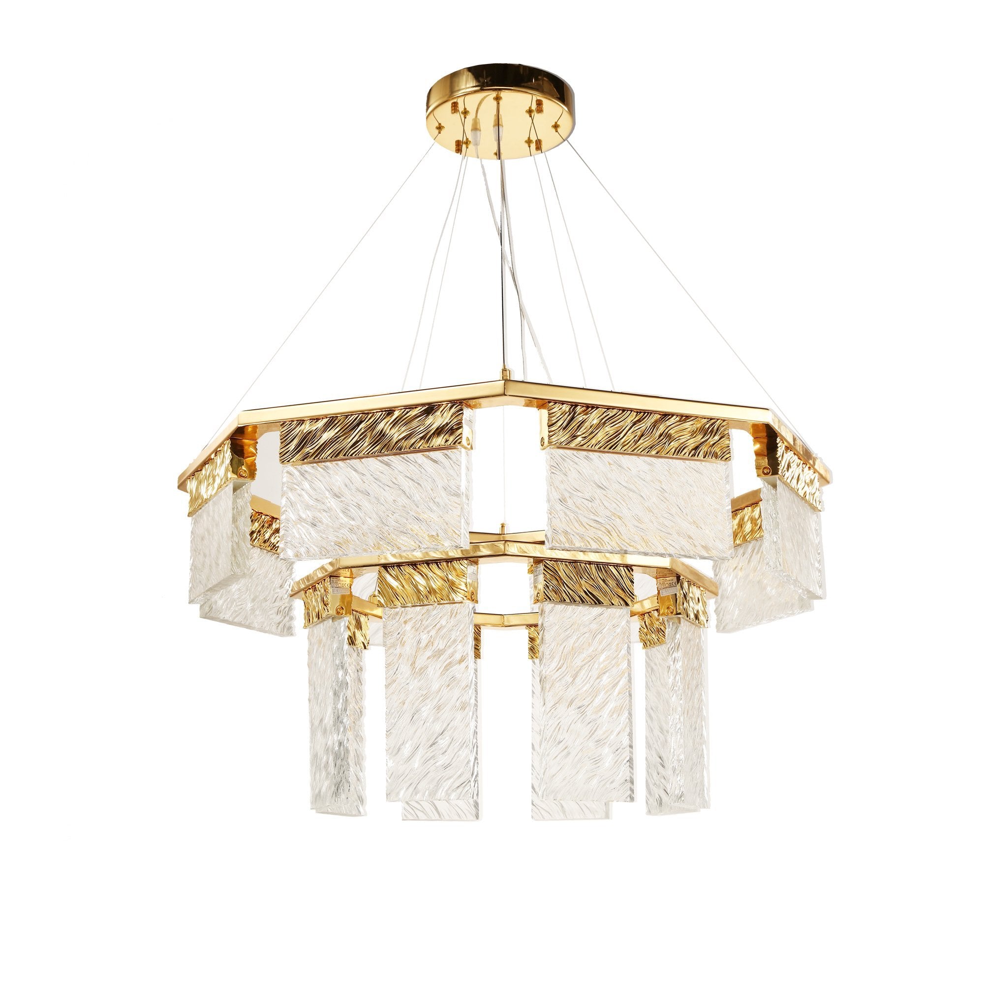Aimee 2-Tier Round LED Down-light Glass Chandelier - Italian Concept -