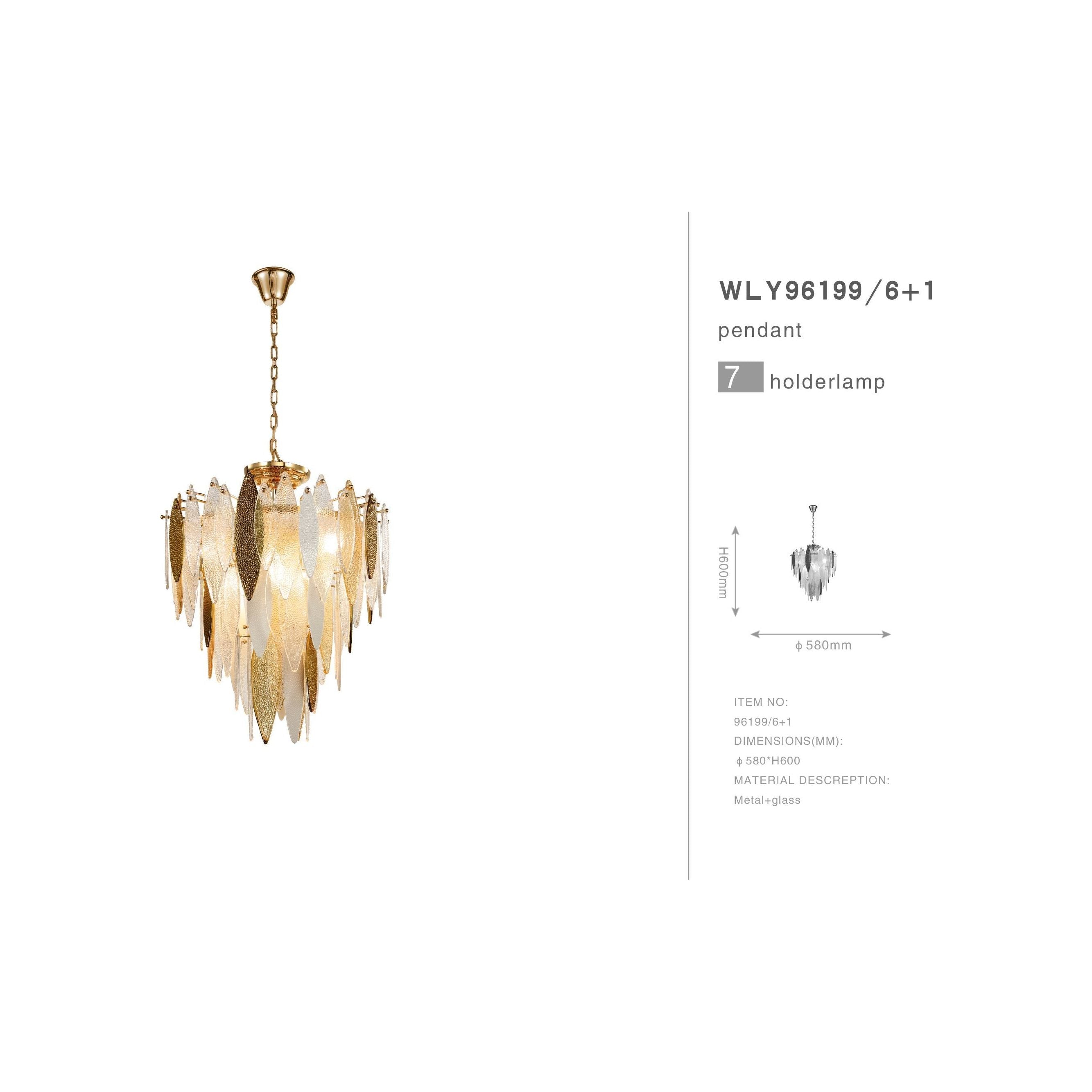 Alba Light Flushmount Tiered Oval Glass Chandelier - Italian Concept -