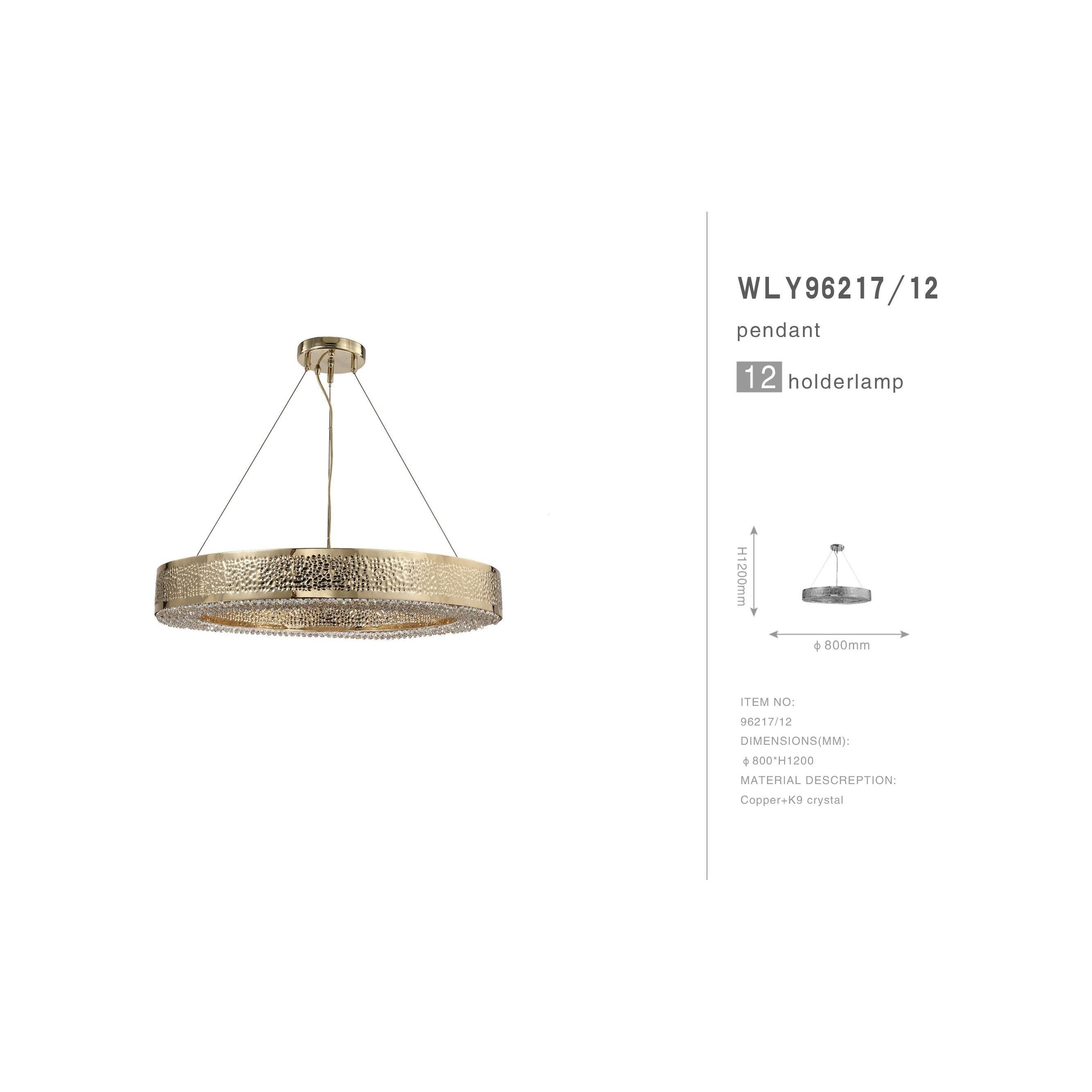Ambrosi Round Brass Crystal Ring Chandelier - Italian Concept -