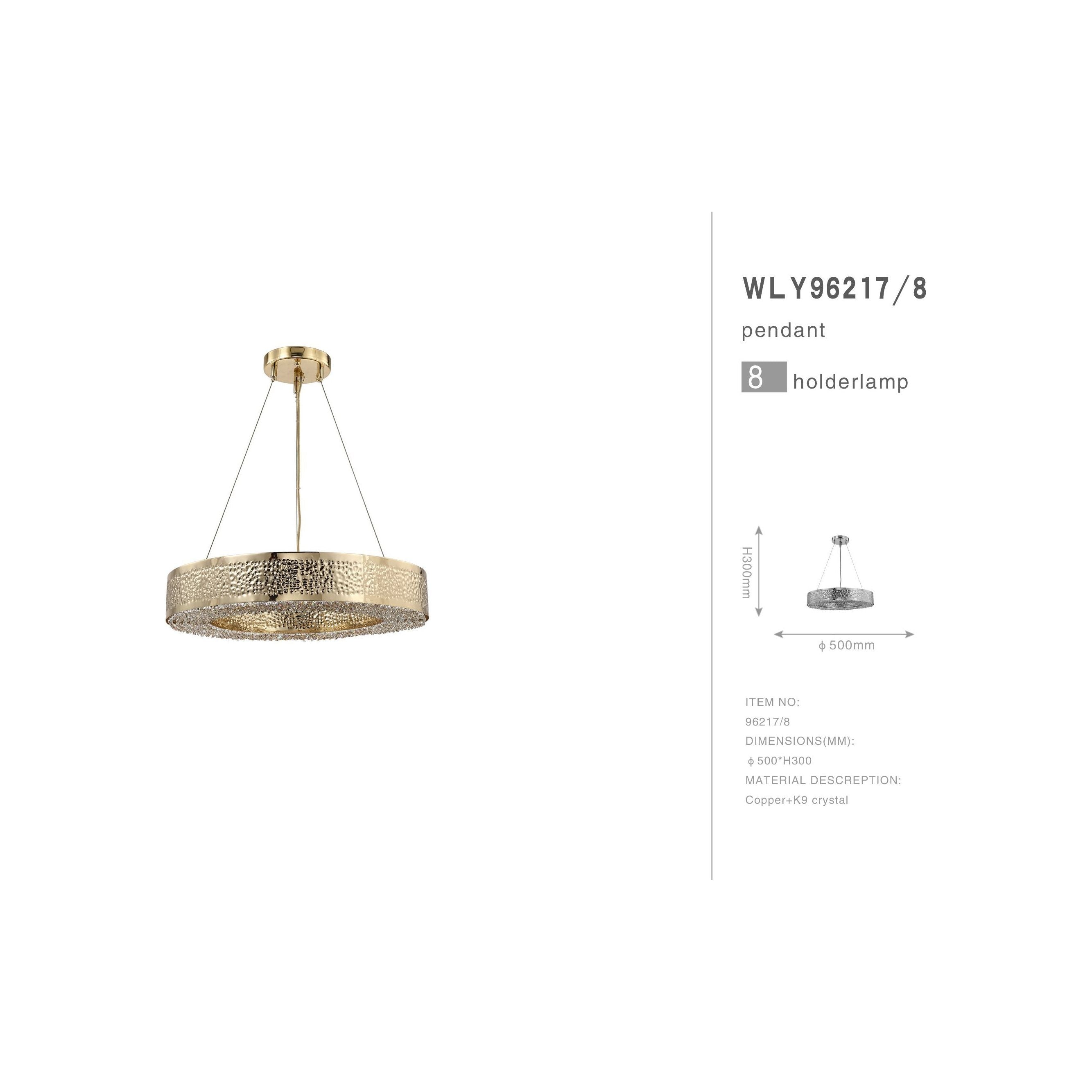 Ambrosi Round Brass Crystal Ring Chandelier - Italian Concept -