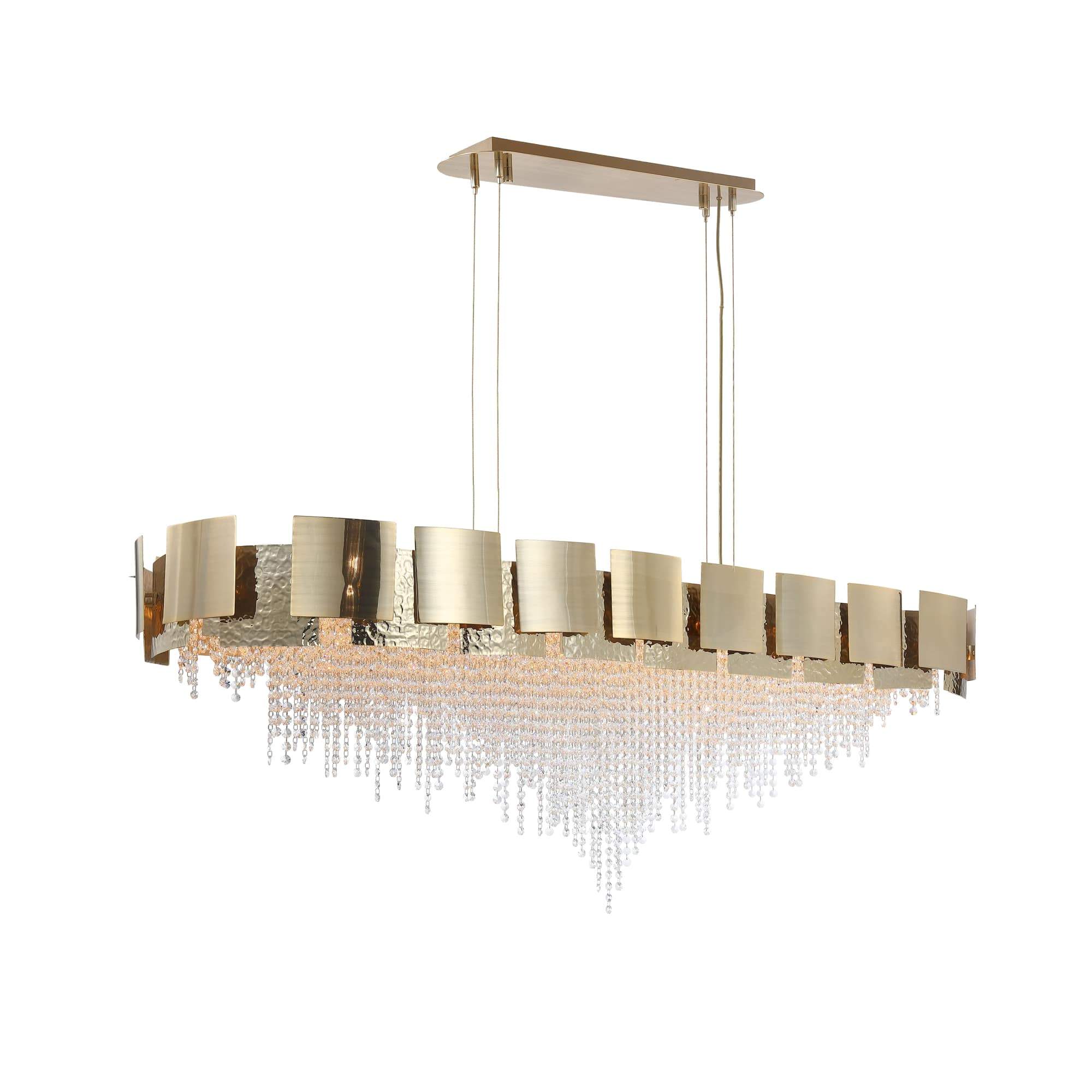 Anastagio Rectangle/ Linear Brass Crystal Bead Chandelier - Italian Concept -