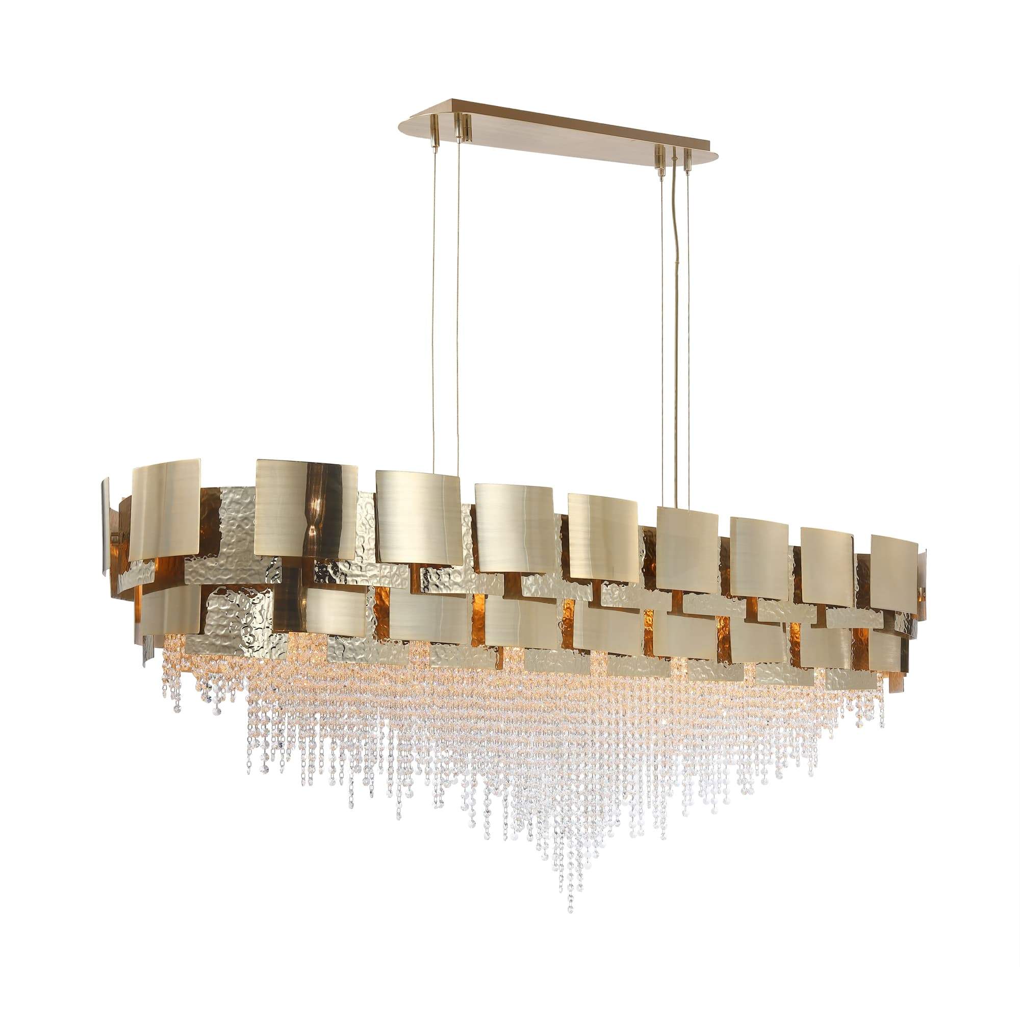 Anastagio Rectangle/ Linear Brass Crystal Bead Chandelier - Italian Concept -