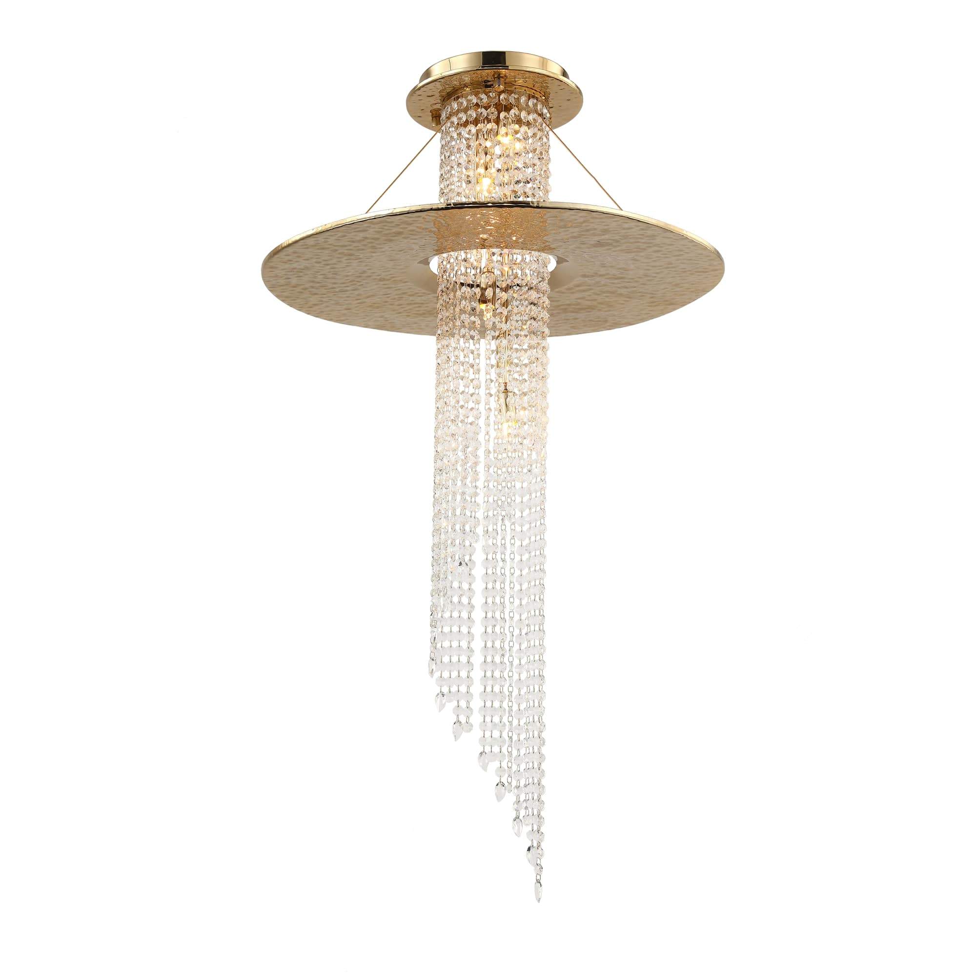 Angelina Flushmount Brass Crystal Pendant Chandelier - Italian Concept -
