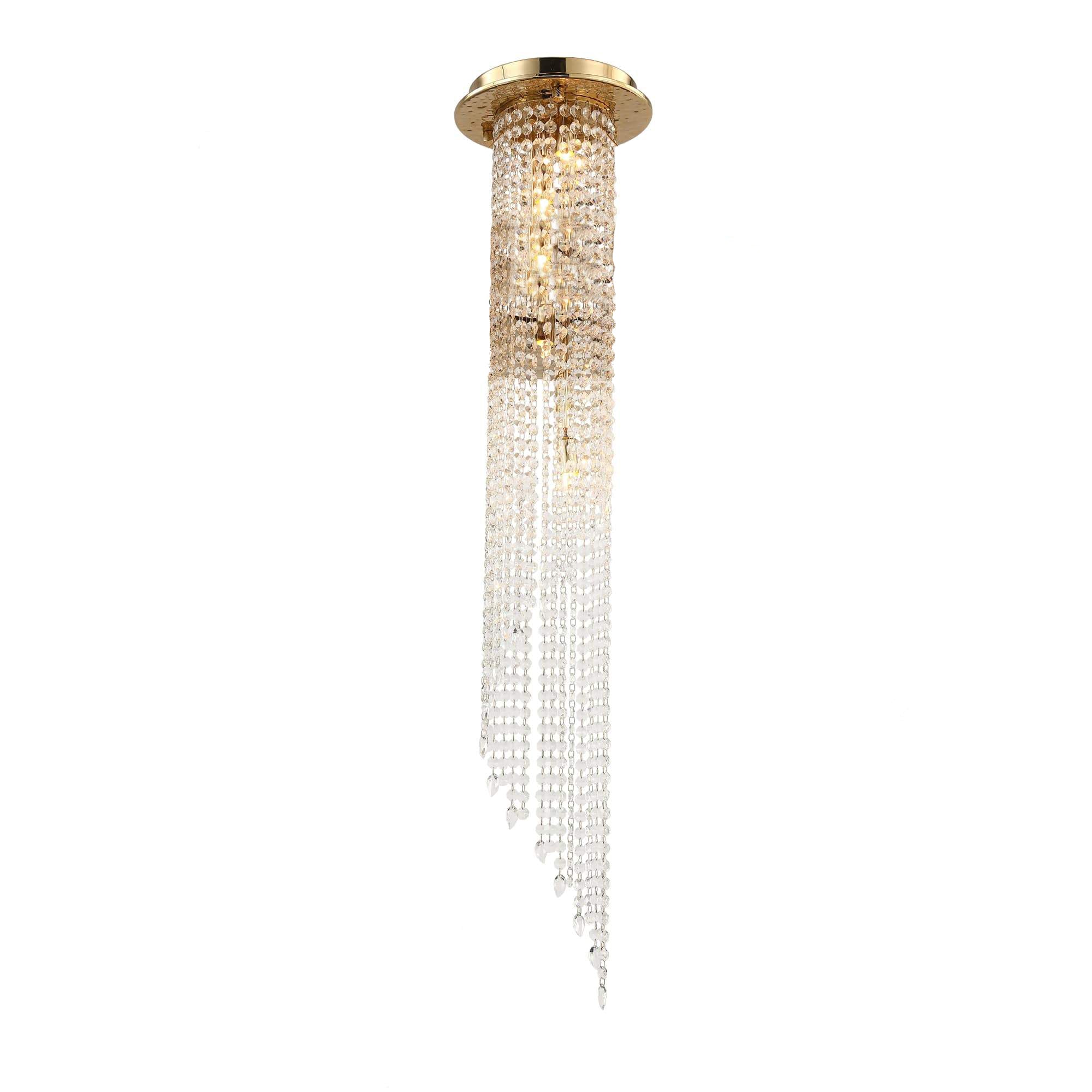 Lucid Flushmount Brass Crystal Pendant Light - Italian Concept -