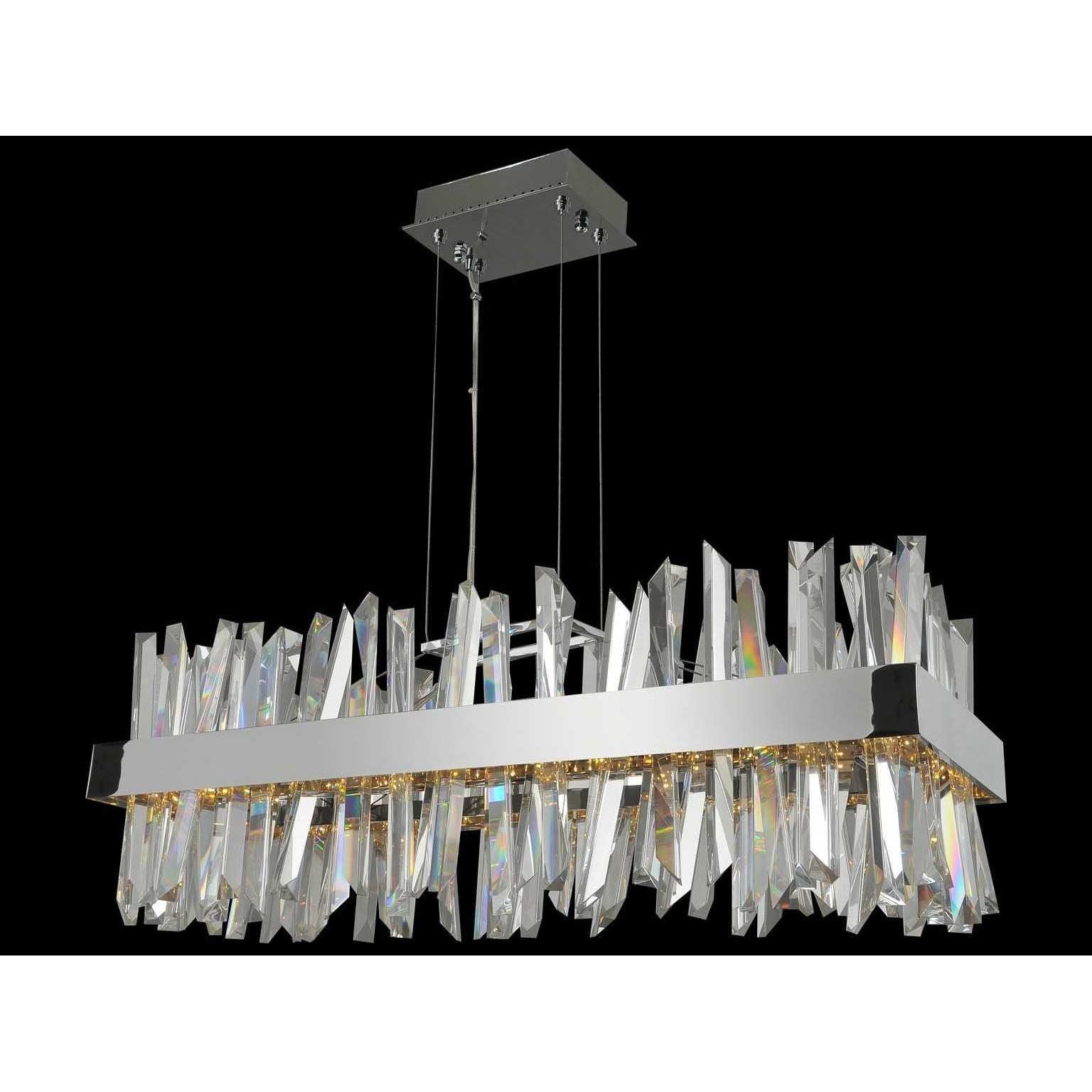 40" Glacius Polished Chrome LED Crystal Pendant Light - Italian Concept -
