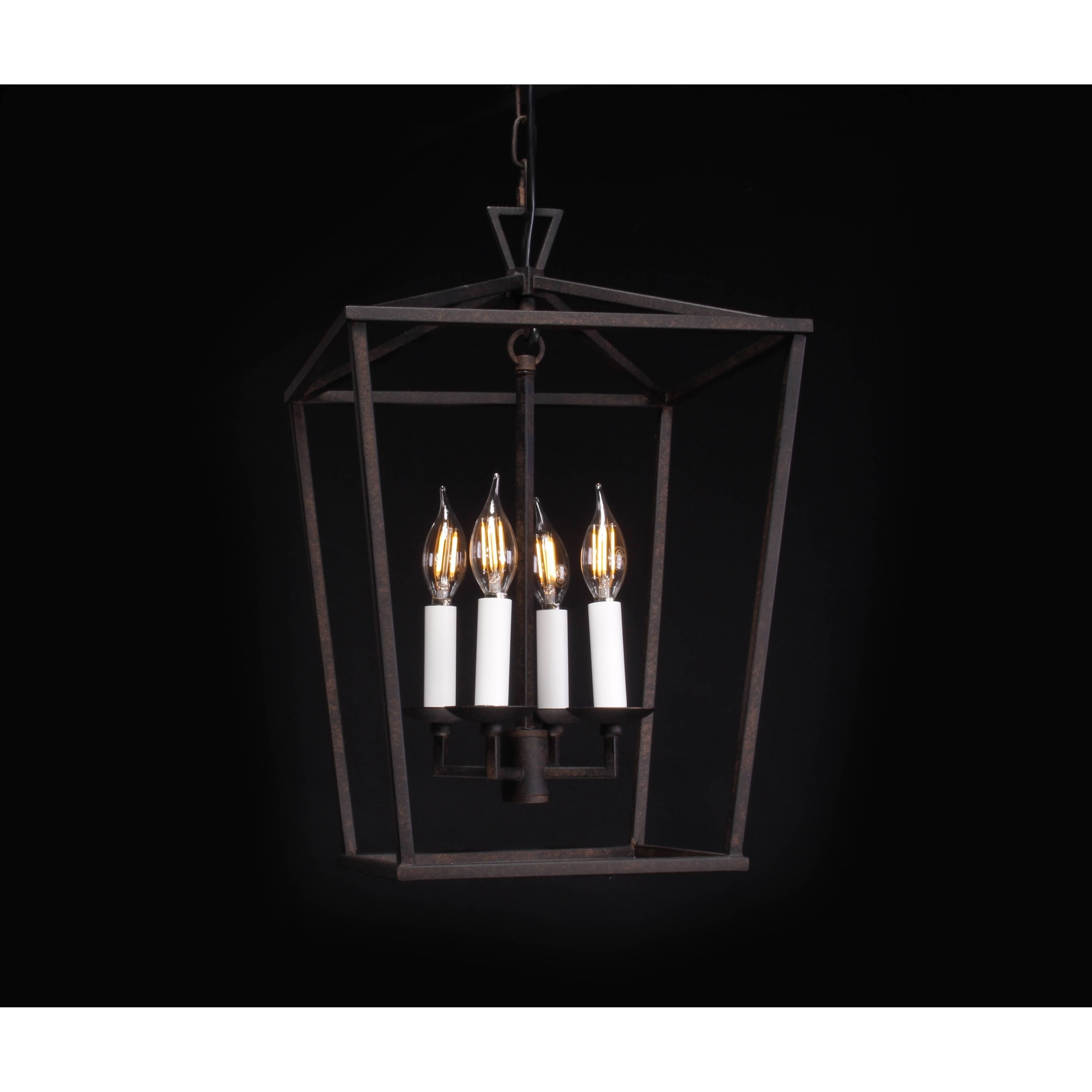 Chris Graff 4 - Light 12"W Lantern Geometric Chandelier - Italian Concept - Color Finish