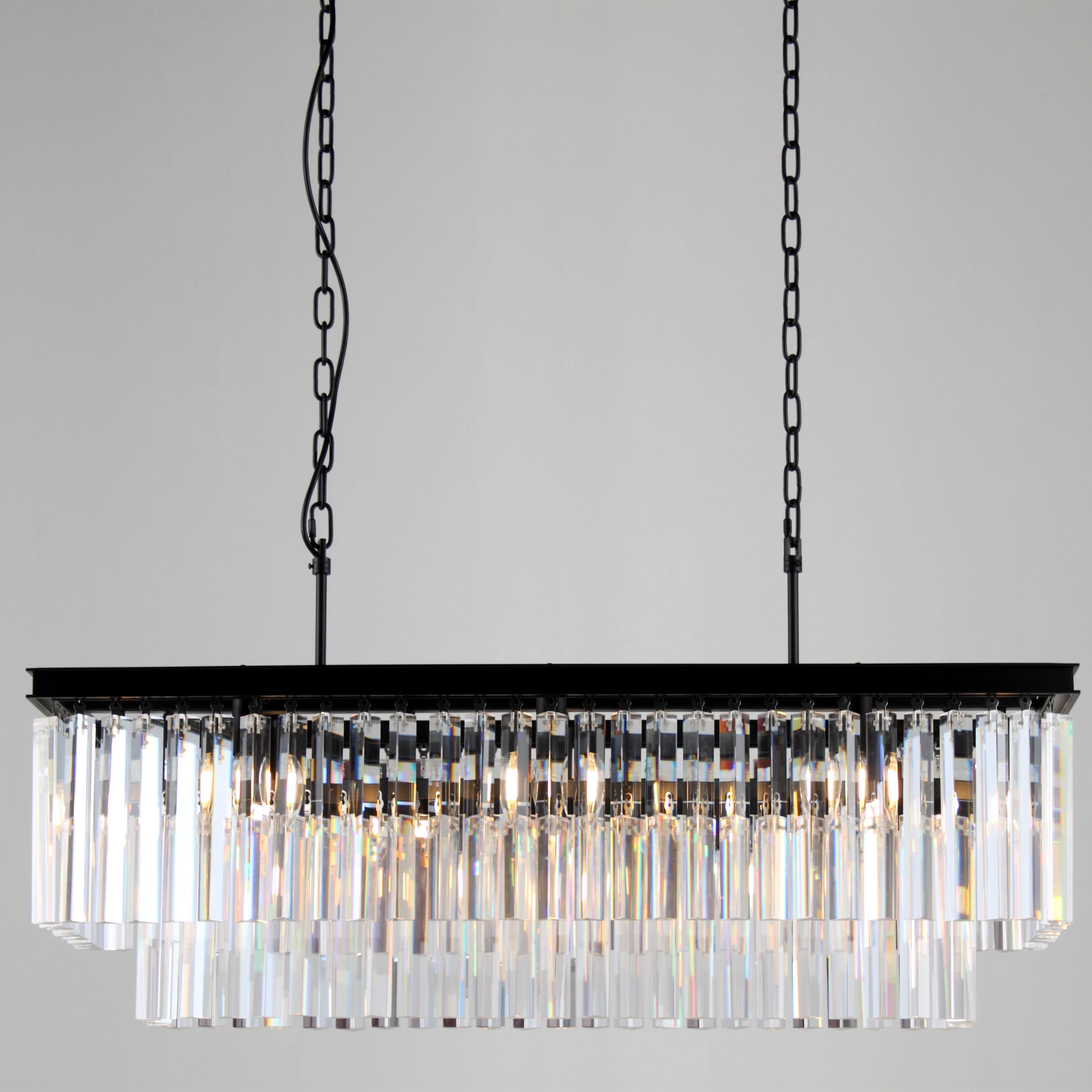 Apex Odeon Rectangular Fringe Crystal Chandelier - Italian Concept -