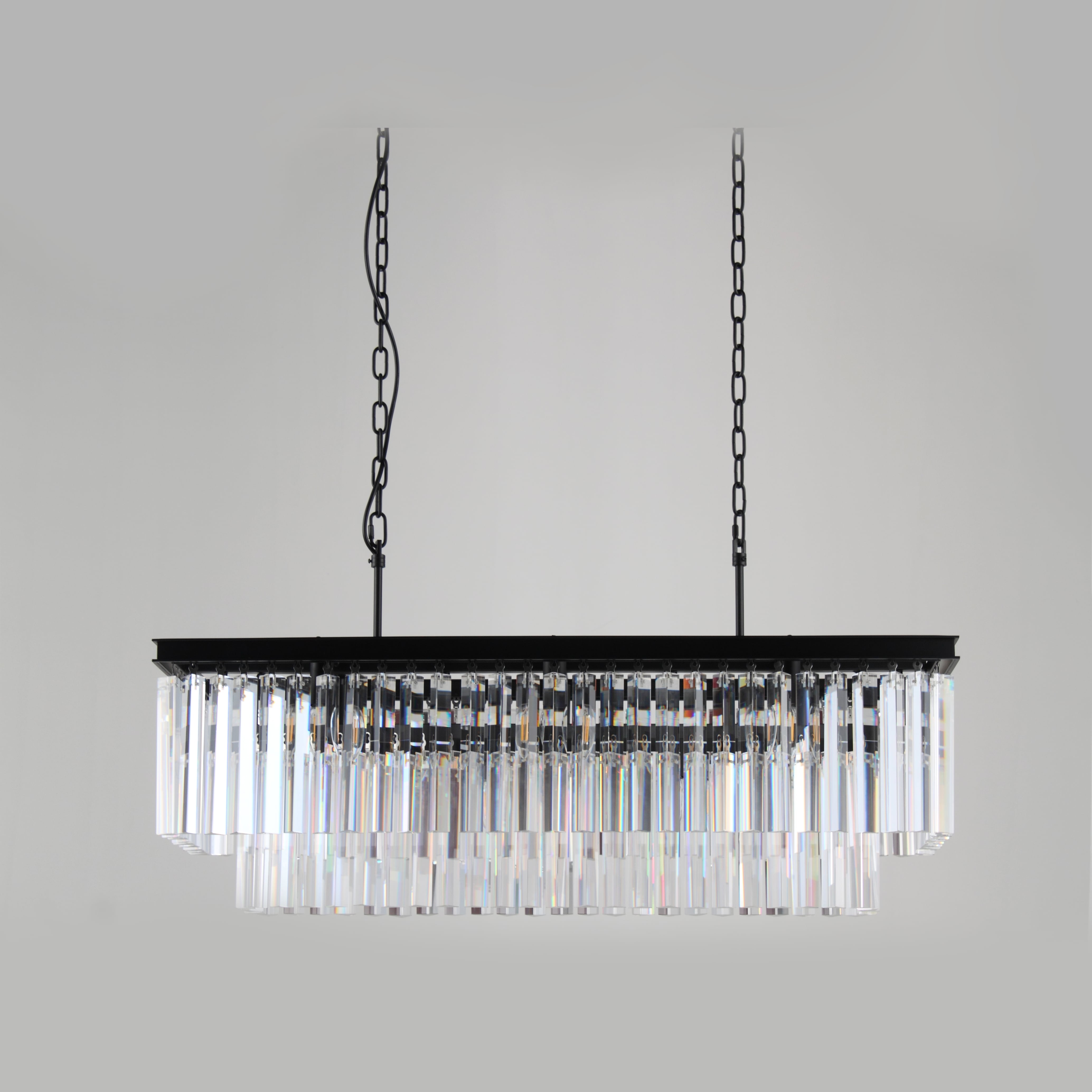 Apex Odeon Rectangular Fringe Crystal Chandelier - Italian Concept -