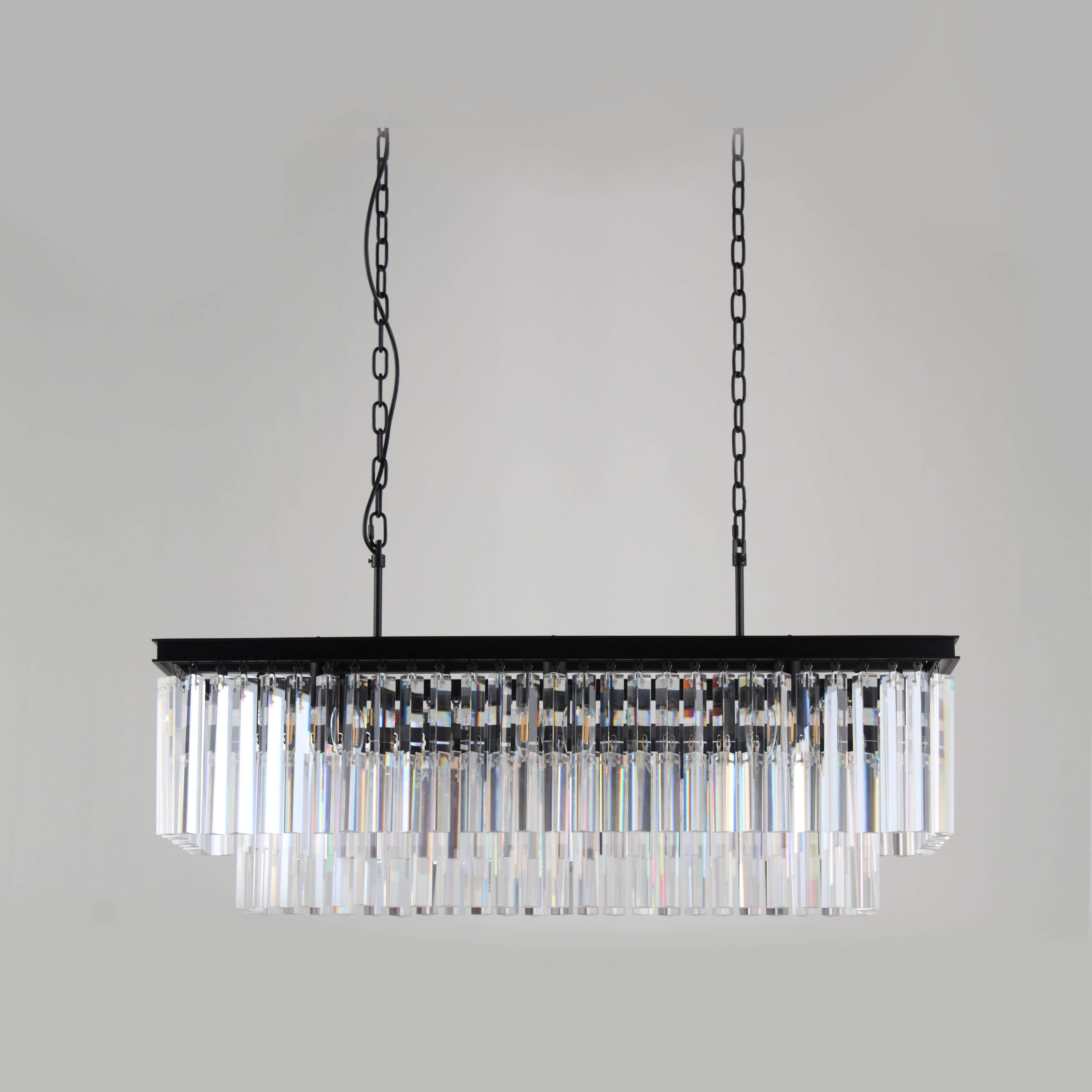 Apex Odeon Rectangular Fringe Crystal Chandelier - Italian Concept -