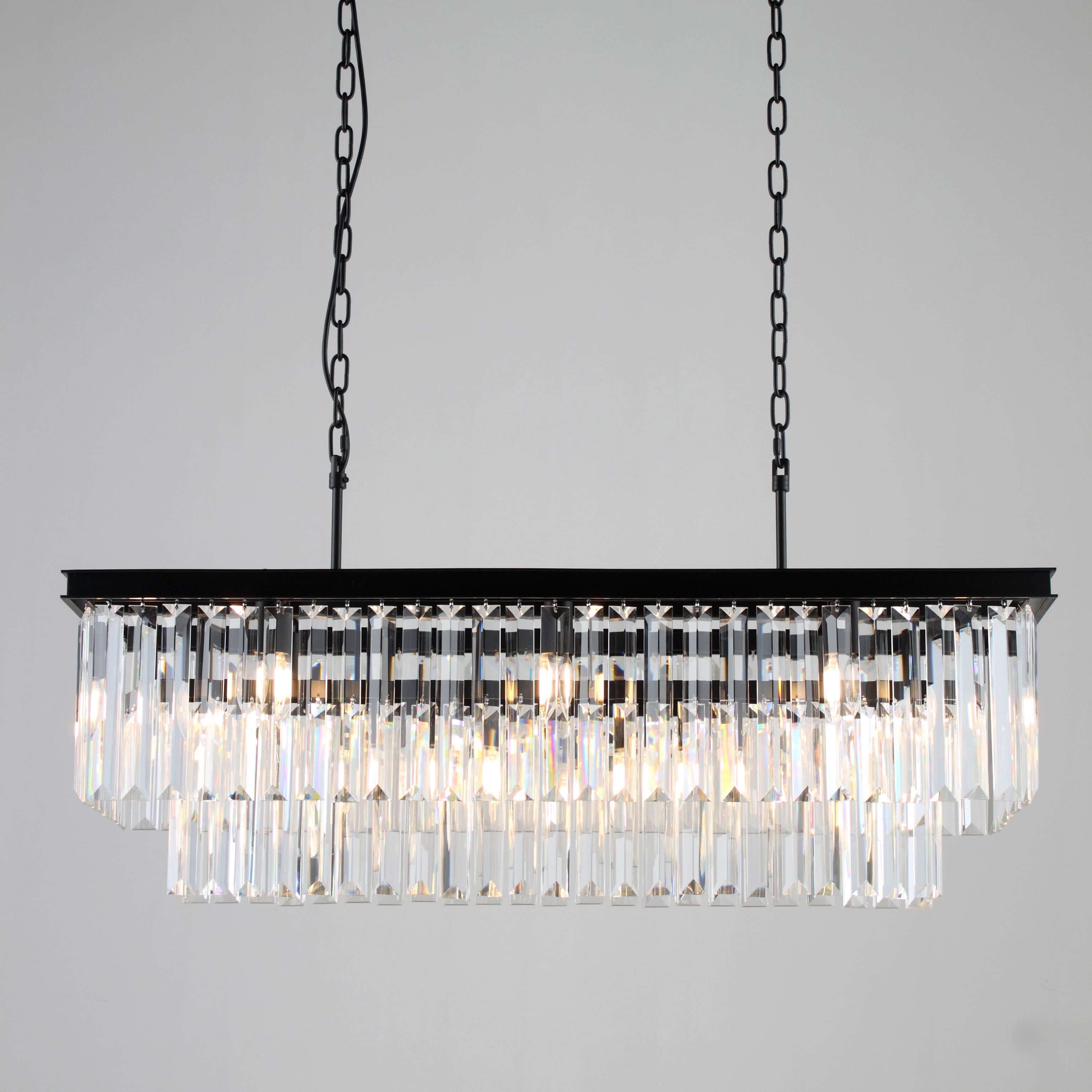 Odeon Crystal Fringe Rectangular Chandelier - Italian Concept