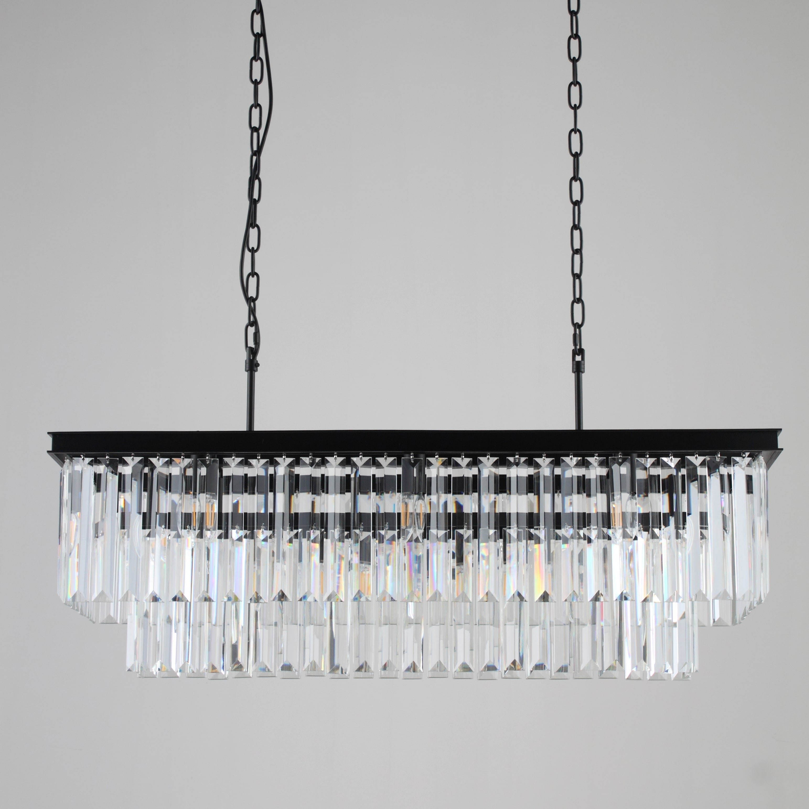 Odeon Crystal Fringe Rectangular Chandelier - Italian Concept