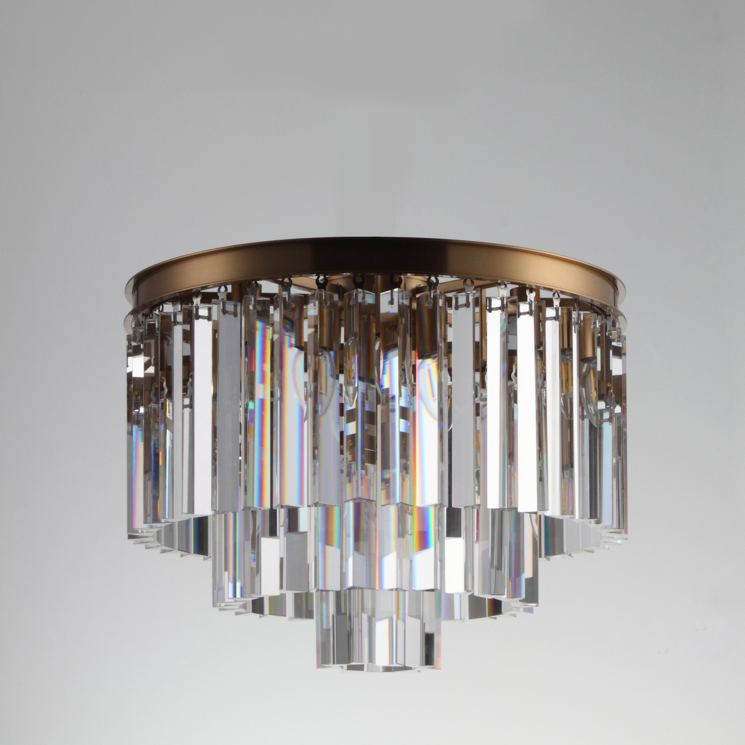 Flushmount Apex Odeon Tiered Round Crystal Fringe Chandelier Collection - Italian Concept -