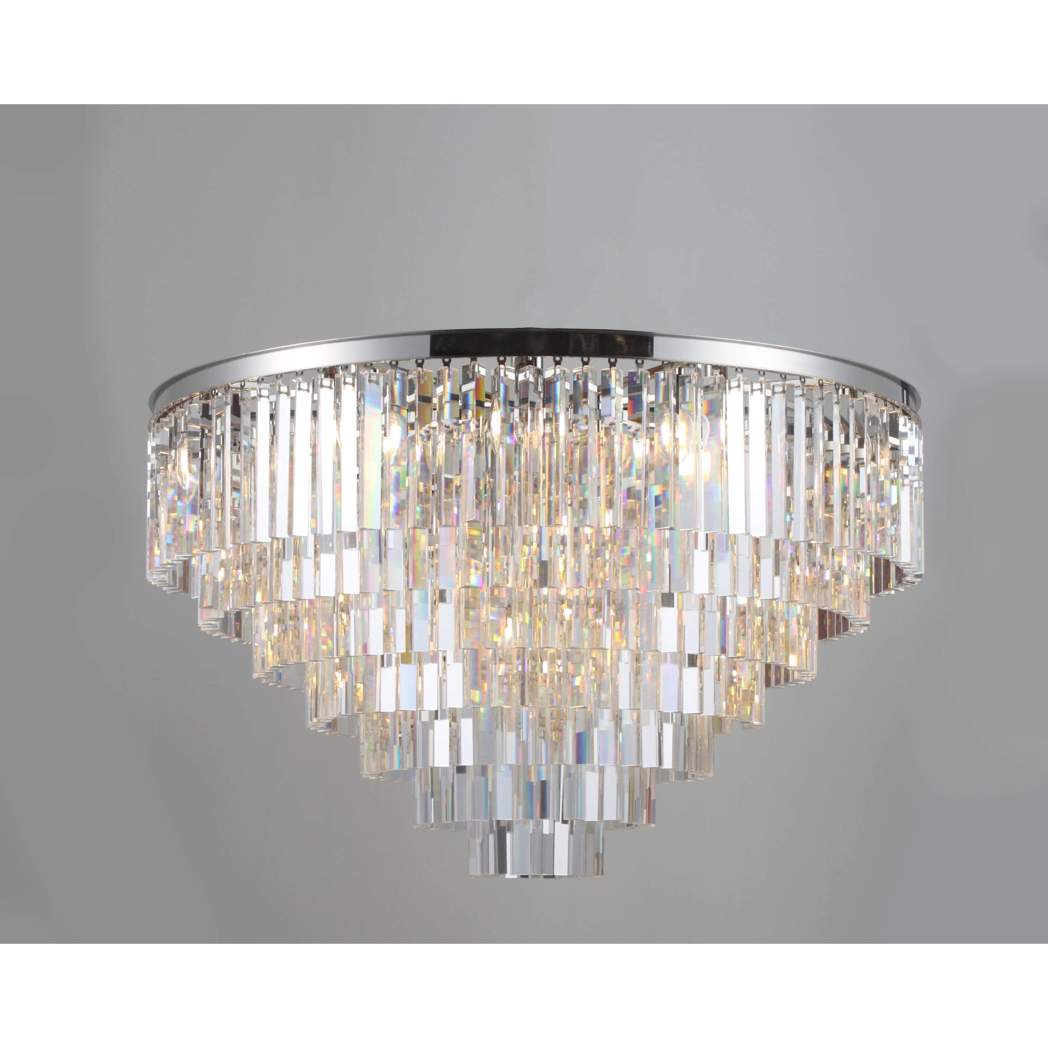 Flushmount Apex Odeon Tiered Round Crystal Fringe Chandelier Collection - Italian Concept -
