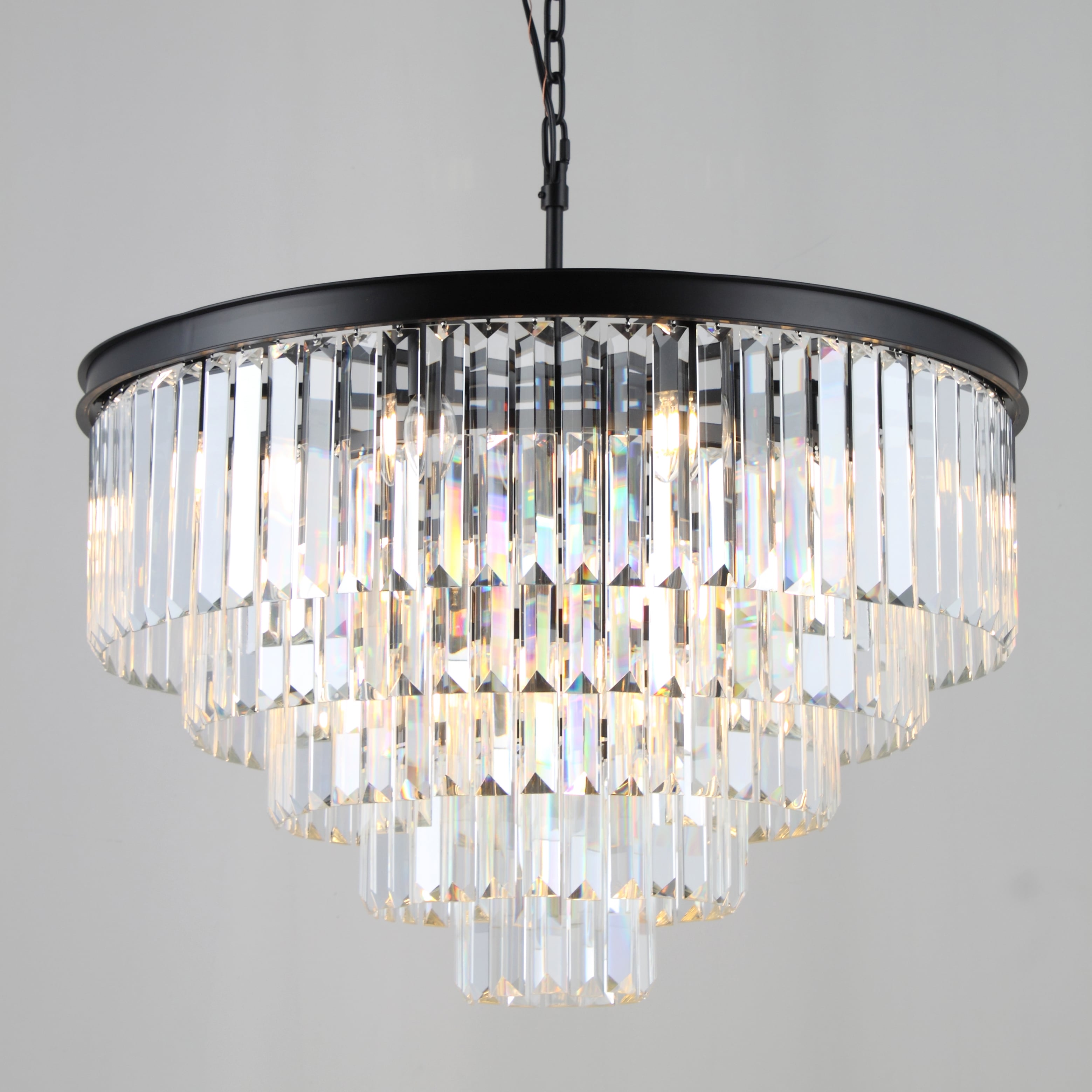 5-Tier Odeon Crystal Fringe Chandelier - Italian Concept - Frame Finish