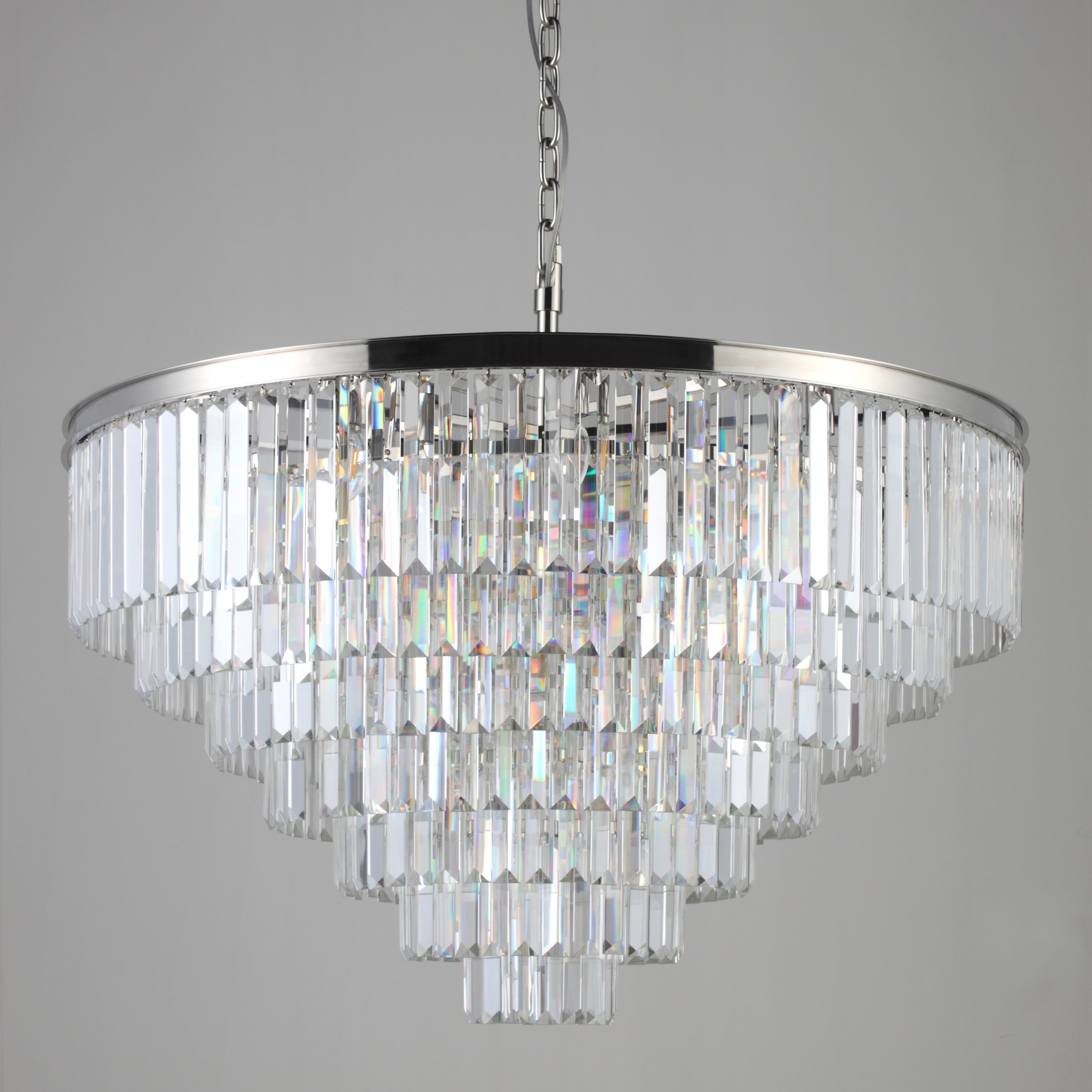 54" Wide Odeon Round Crystal Fringe Chandelier - Italian Concept -