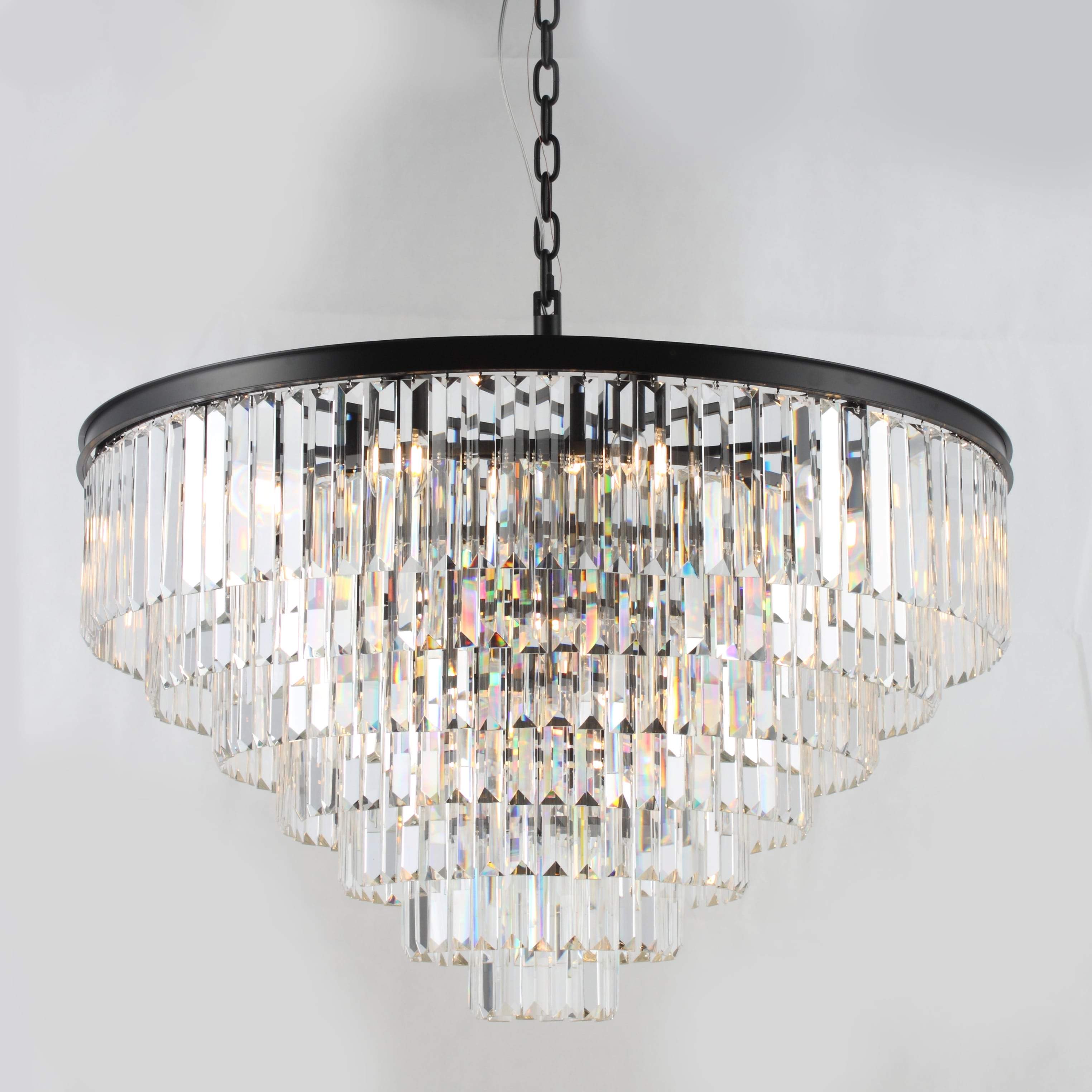 5-Tier Odeon Crystal Fringe Chandelier - Italian Concept - frame finish