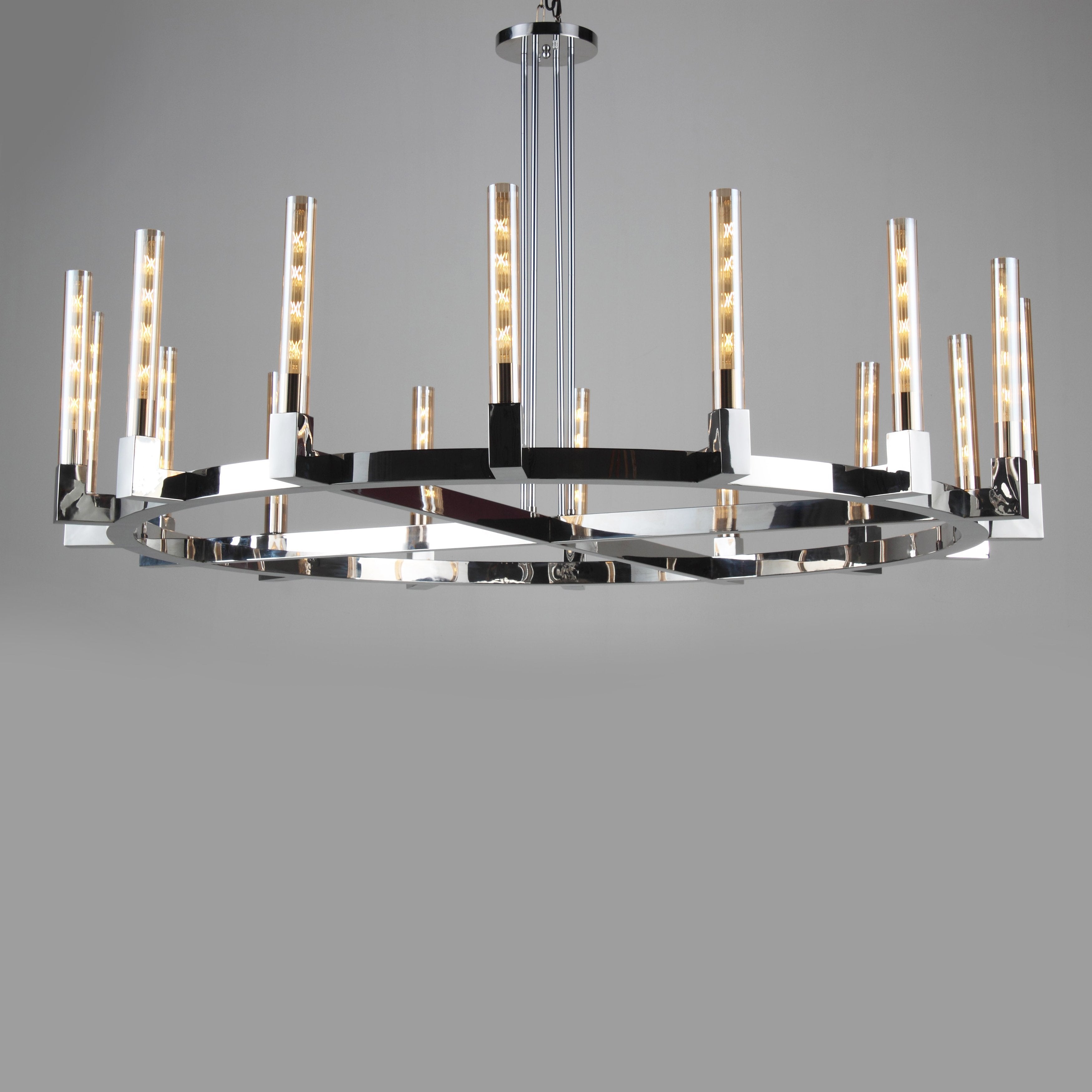 Metal Round Wheel Barrel 8-Light 40" Chandelier - Italian Concept