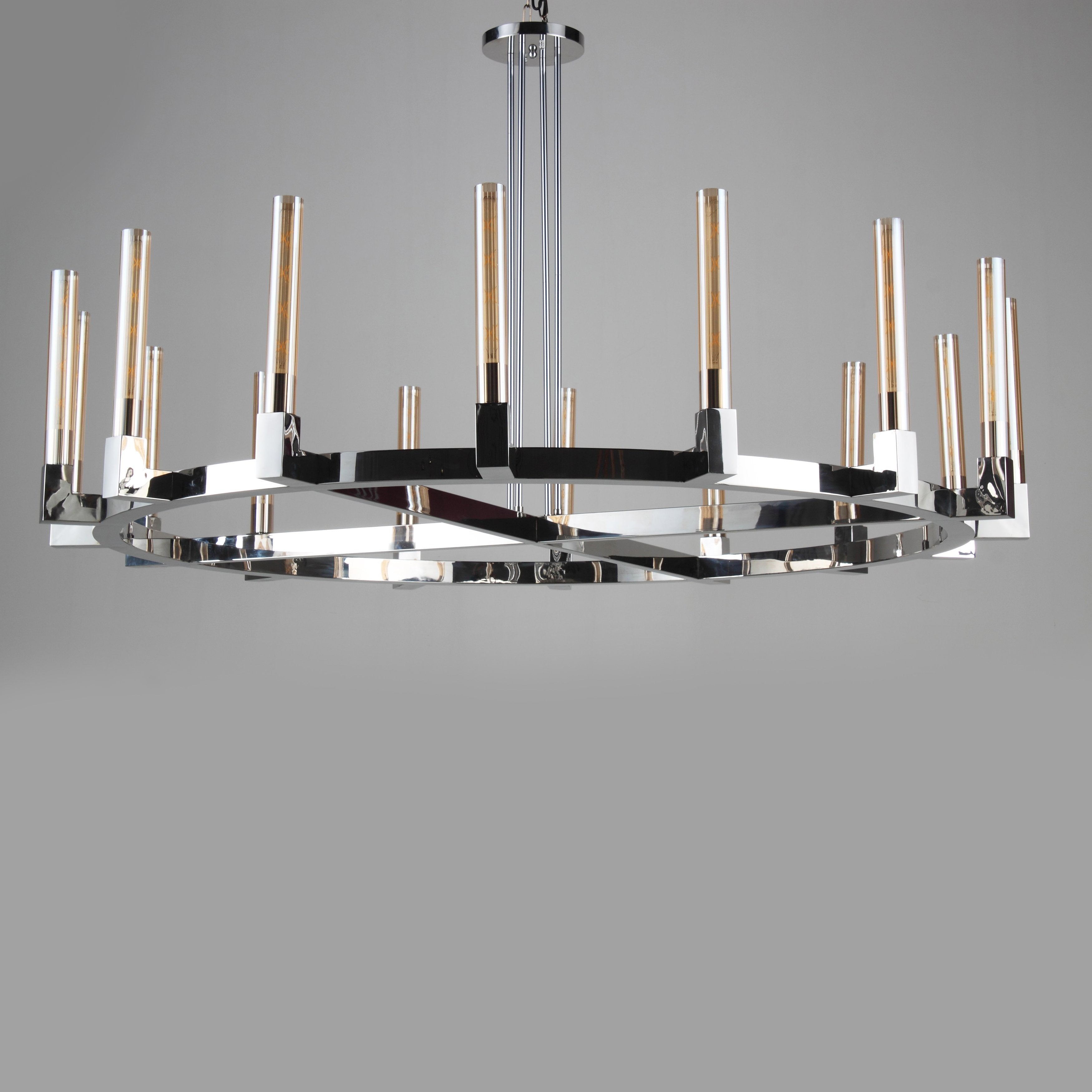 Metal Round Wheel Barrel 8-Light 40" Chandelier - Italian Concept