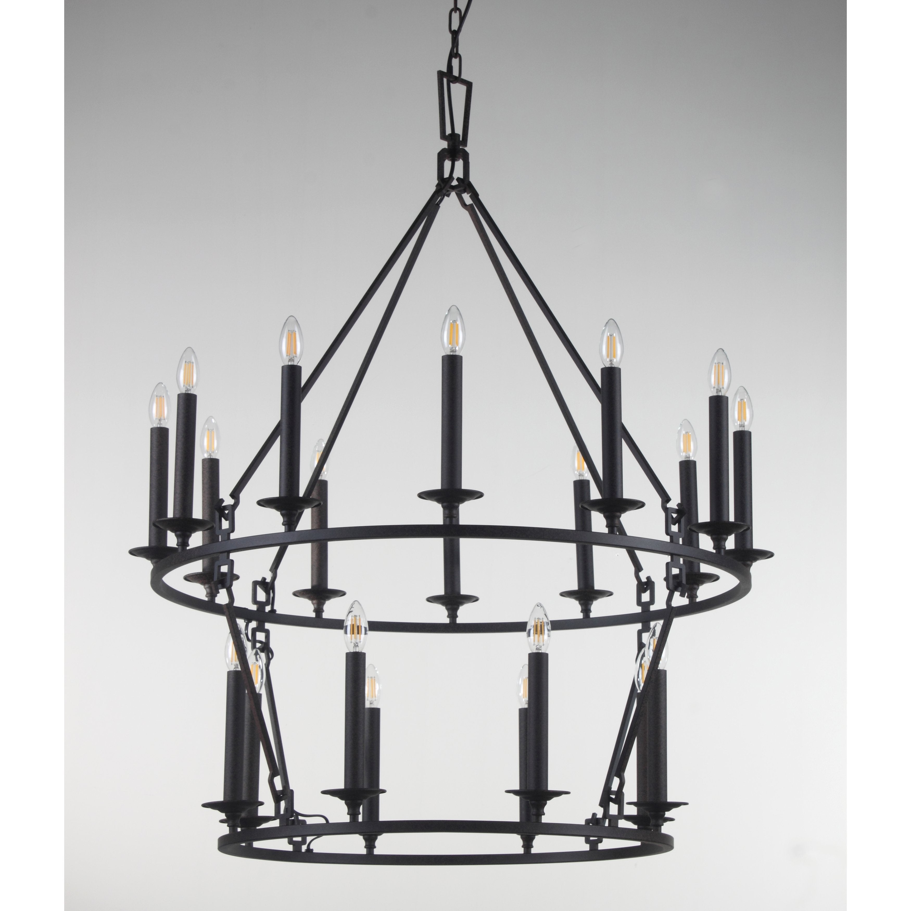 Wineyard Wheel Barrel Round 2-Tier Chandelier - Italian Concept