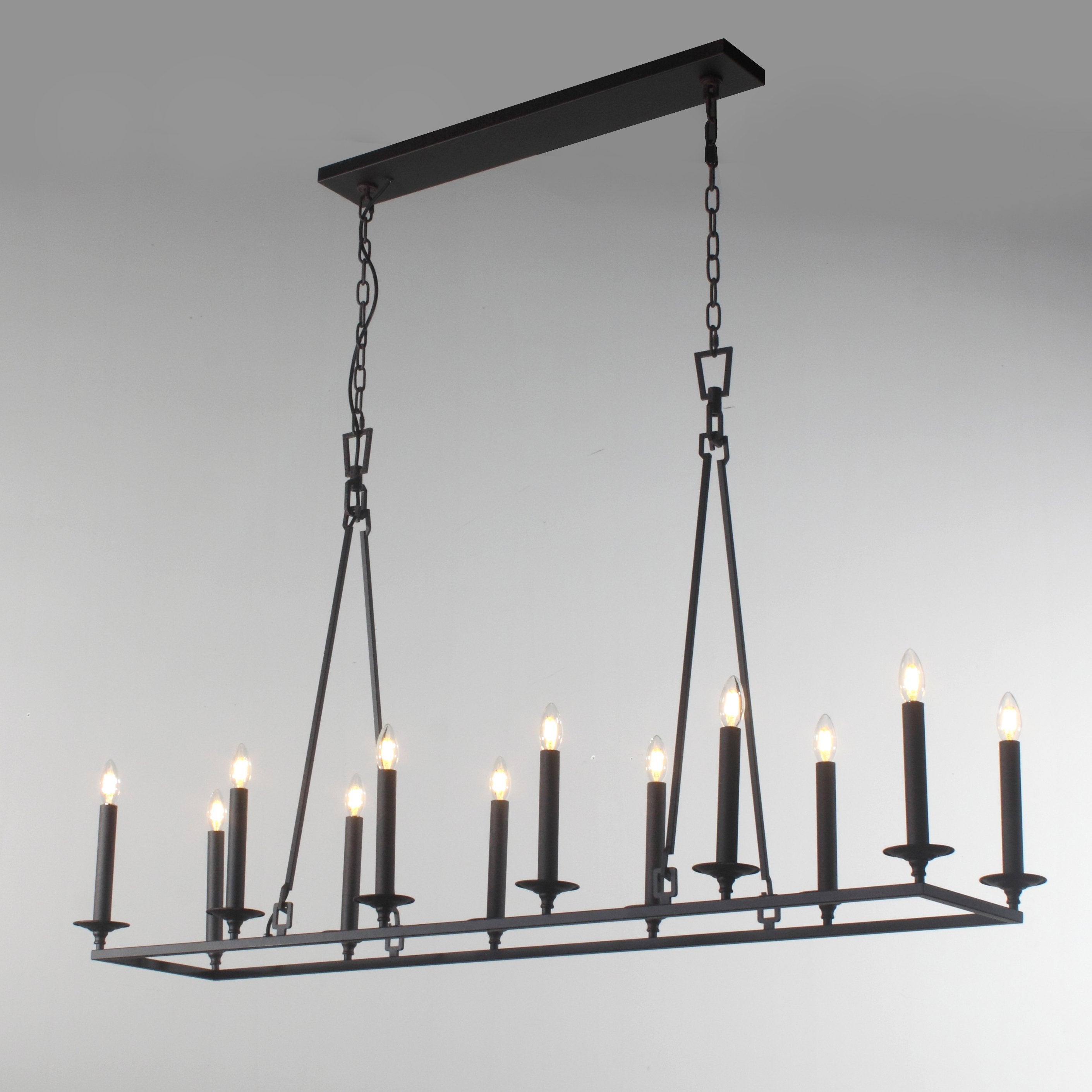 Wineyard Wheel Barrel Rectangular Linear Chandelier - Italian Concept