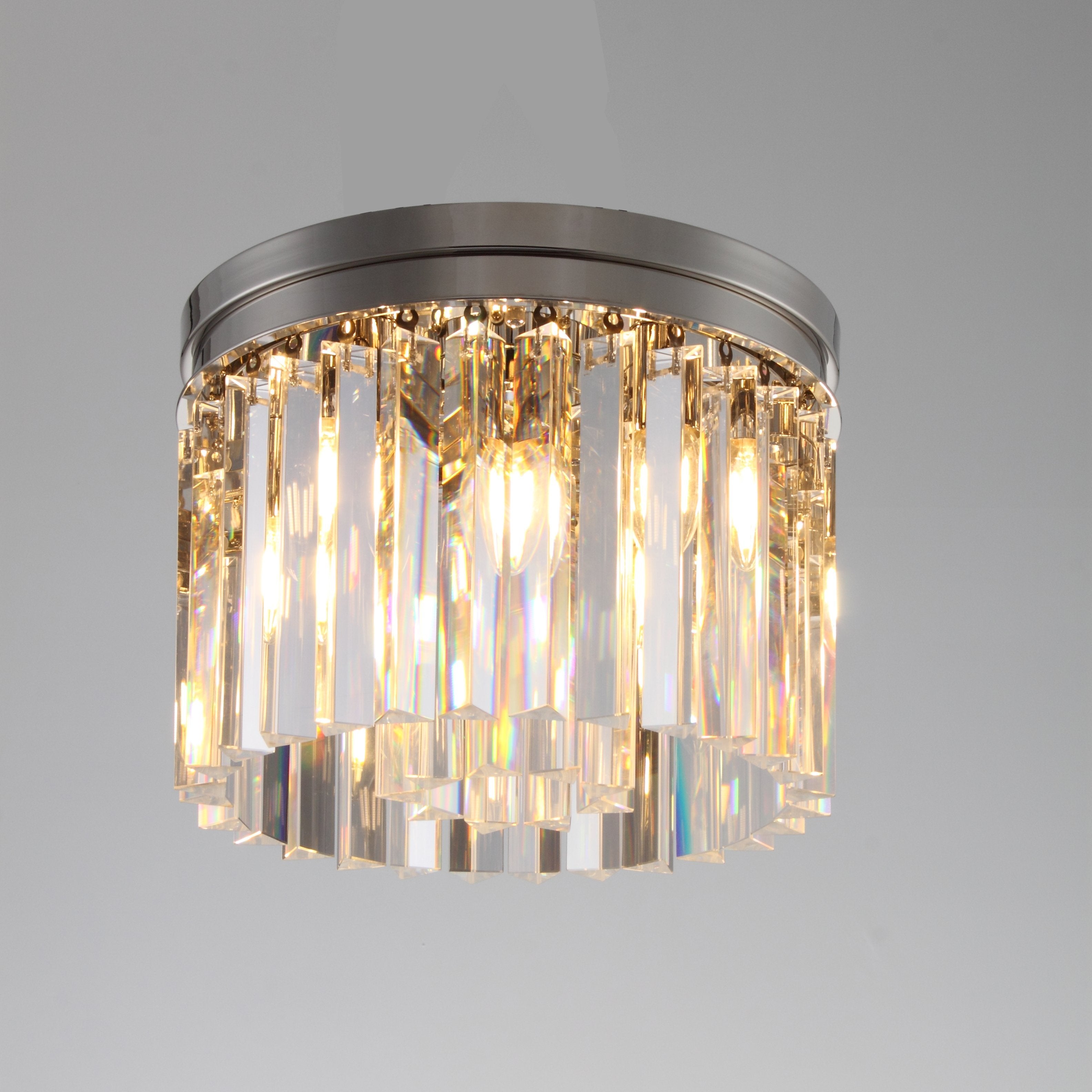 Odeon Flushmount 1-Tier Odeon Crystal Fringe Chandelier - Italian Concept -