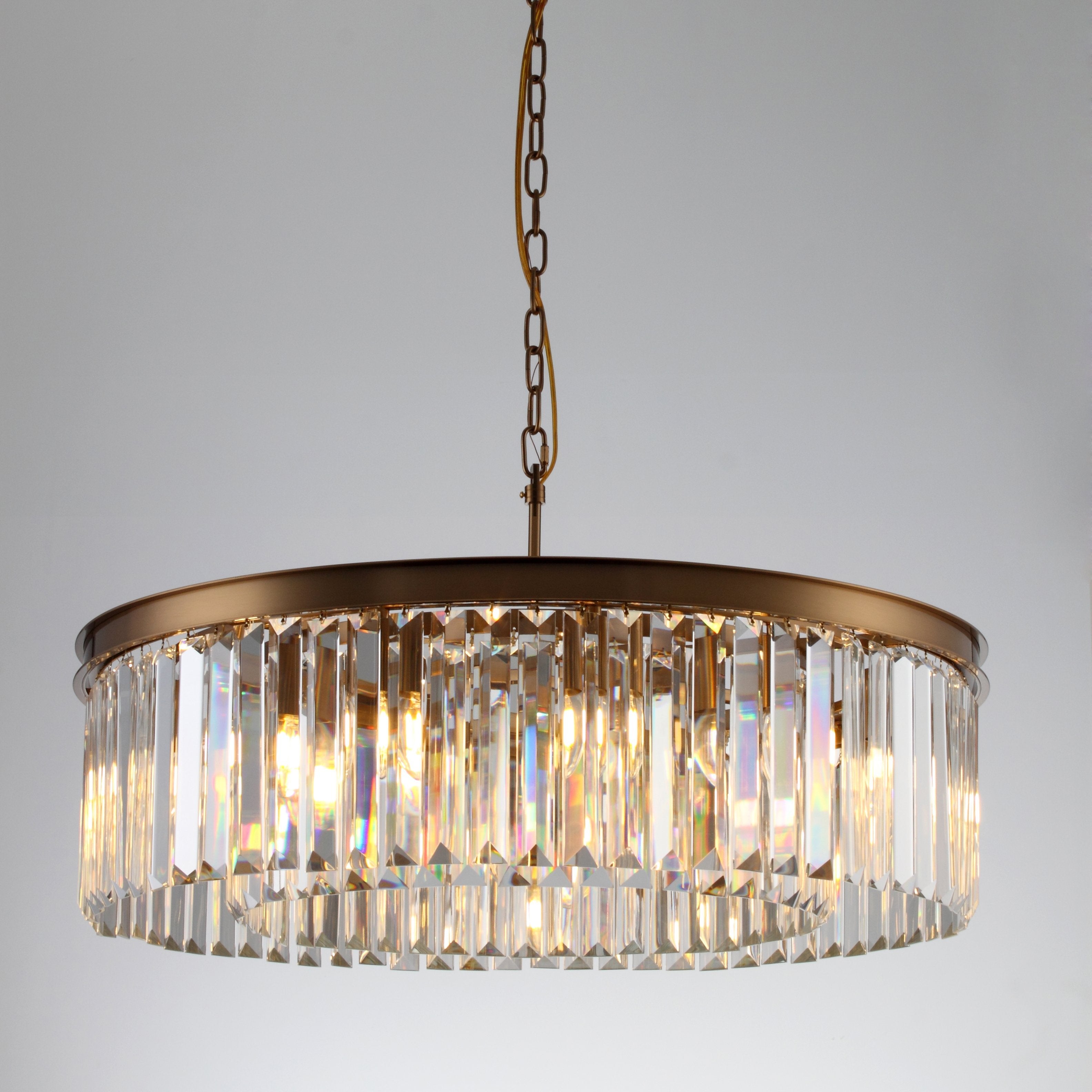 Apex Odeon 1-Tier Round Fringe Crystal Prism Chandelier - Italian Concept -