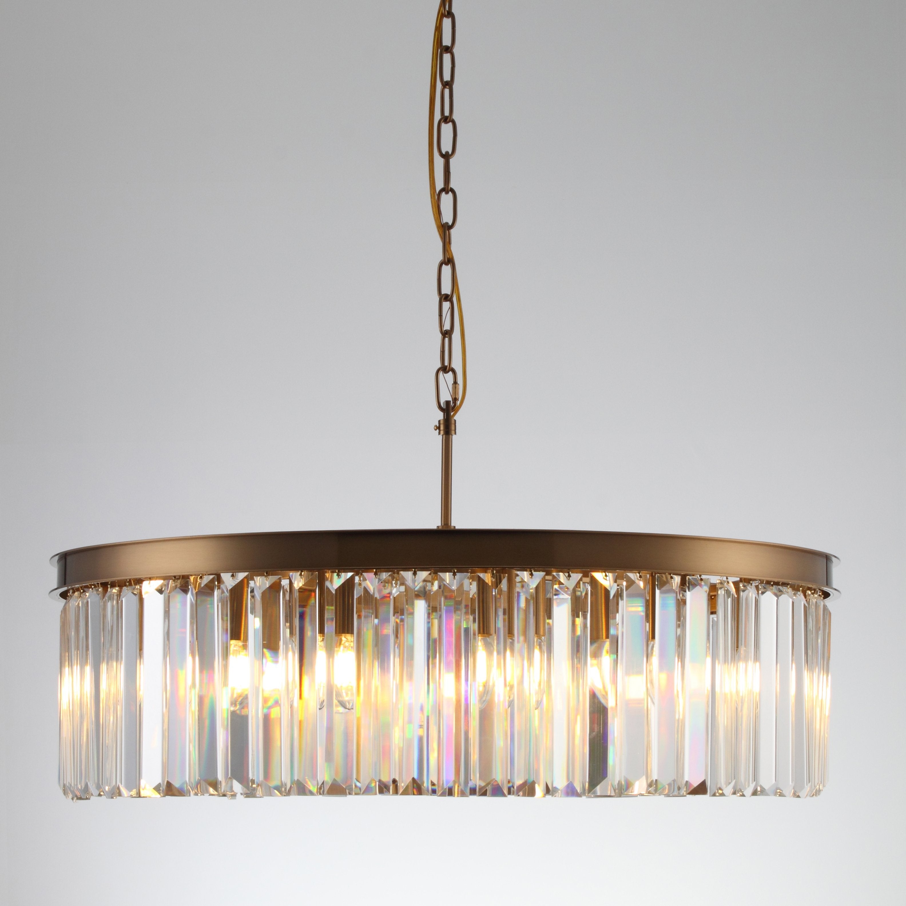 Odeon 1-Tier Round Fringe Crystal Prism Chandelier - Italian Concept -