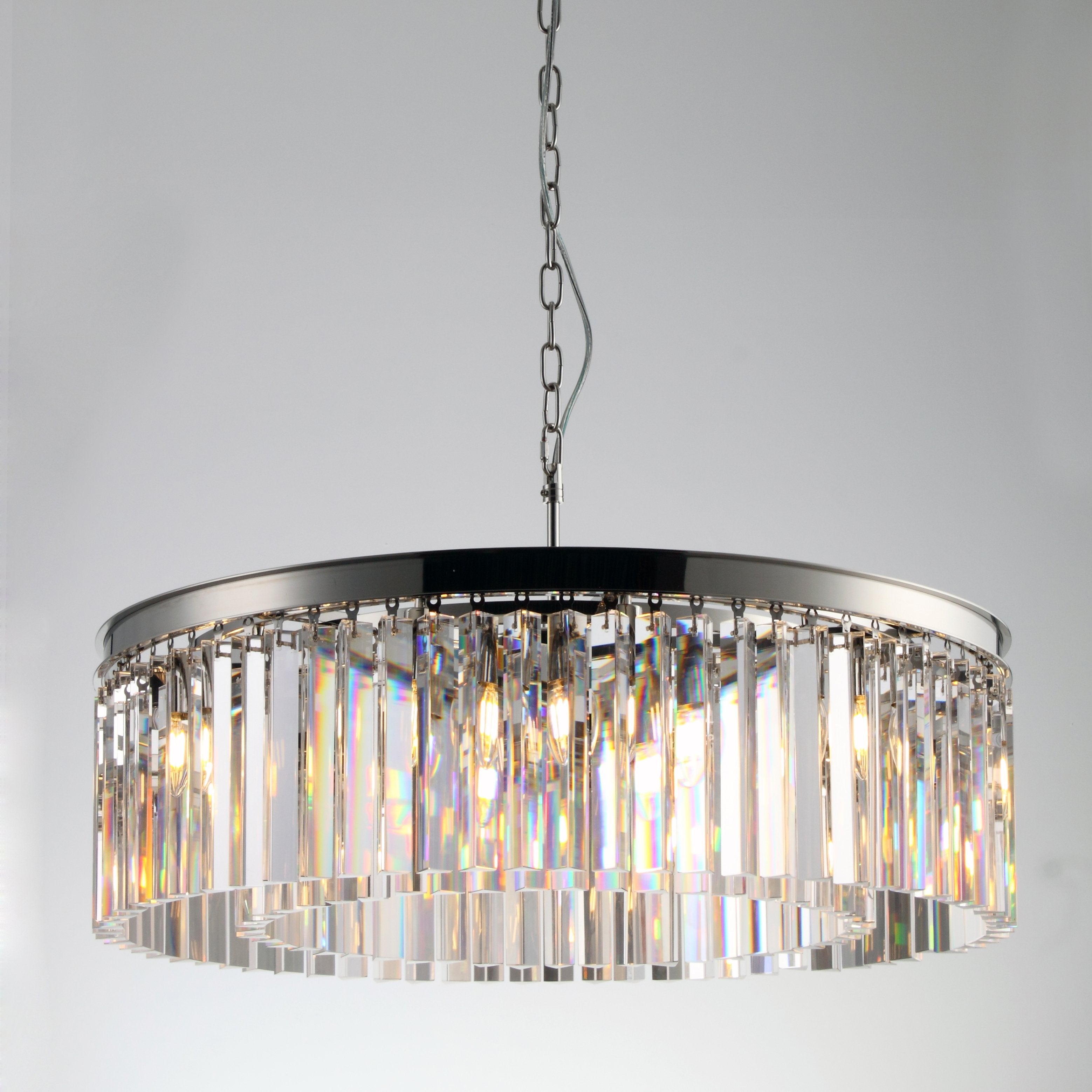 Apex Odeon 1-Tier Round Fringe Crystal Prism Chandelier - Italian Concept -