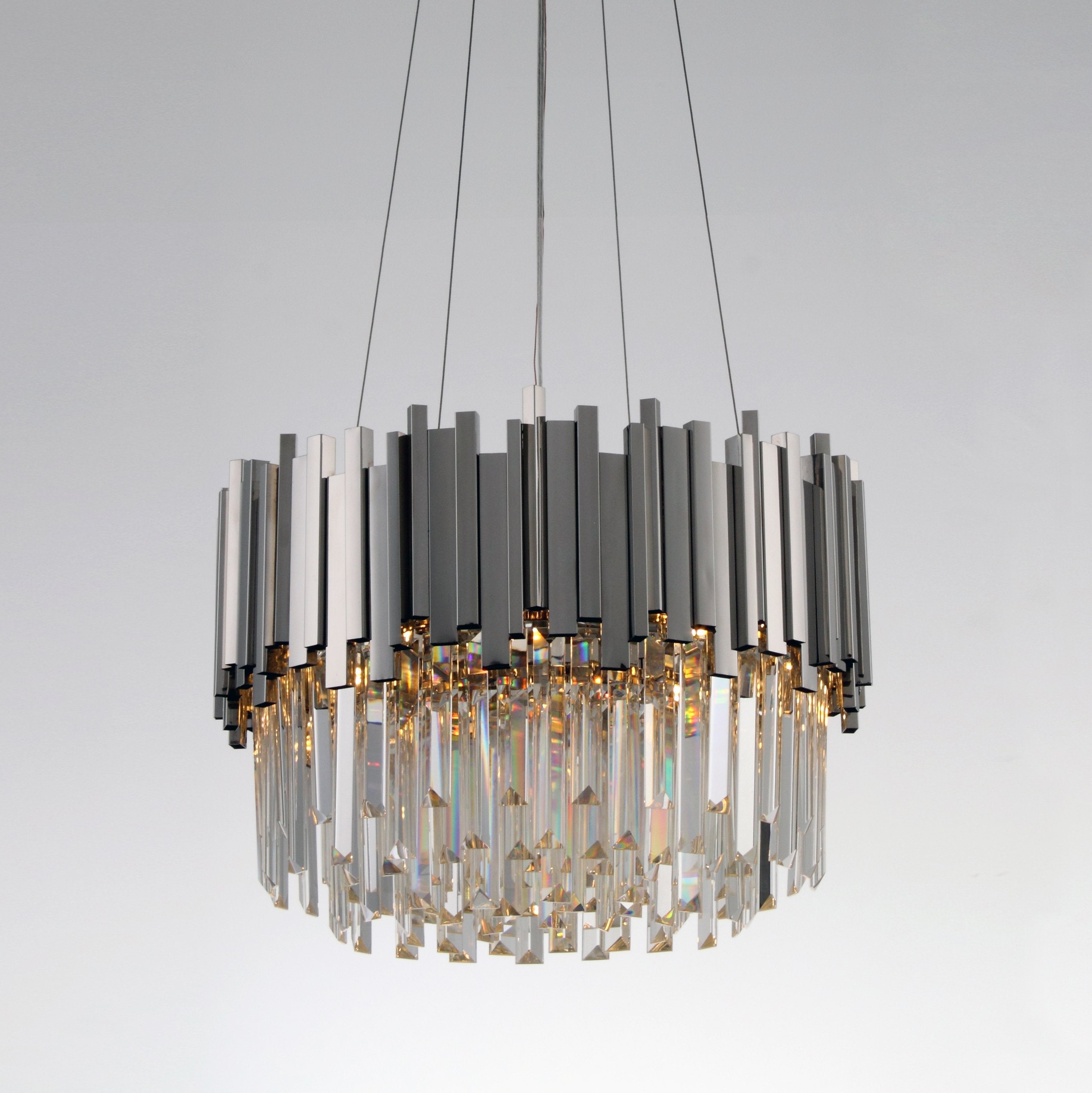 Colonnade Semi-Flushmount Round Crystal Chandelier - Italian Concept -