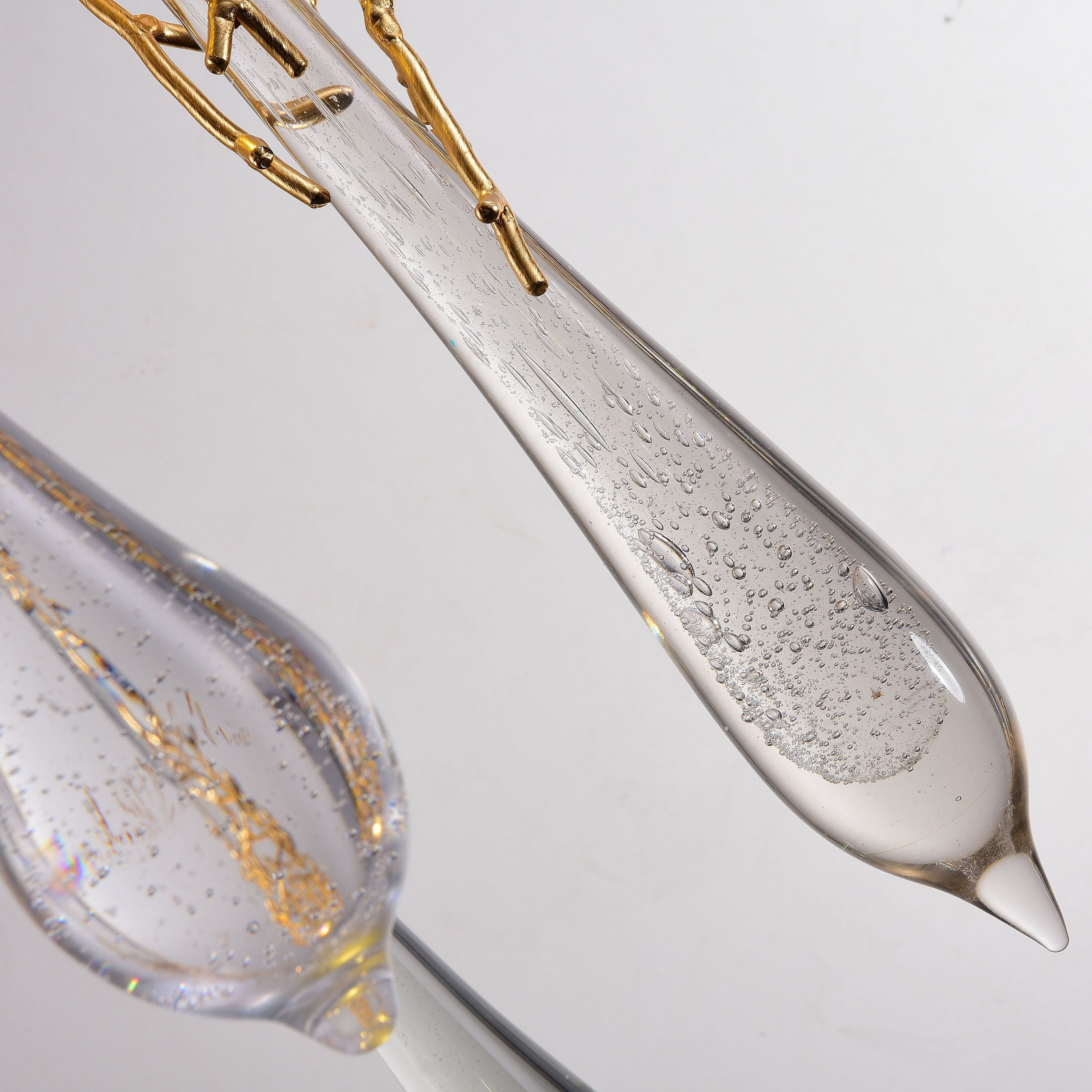 Organic Linear Branching Brass Teardrop Pendant - Italian Concept