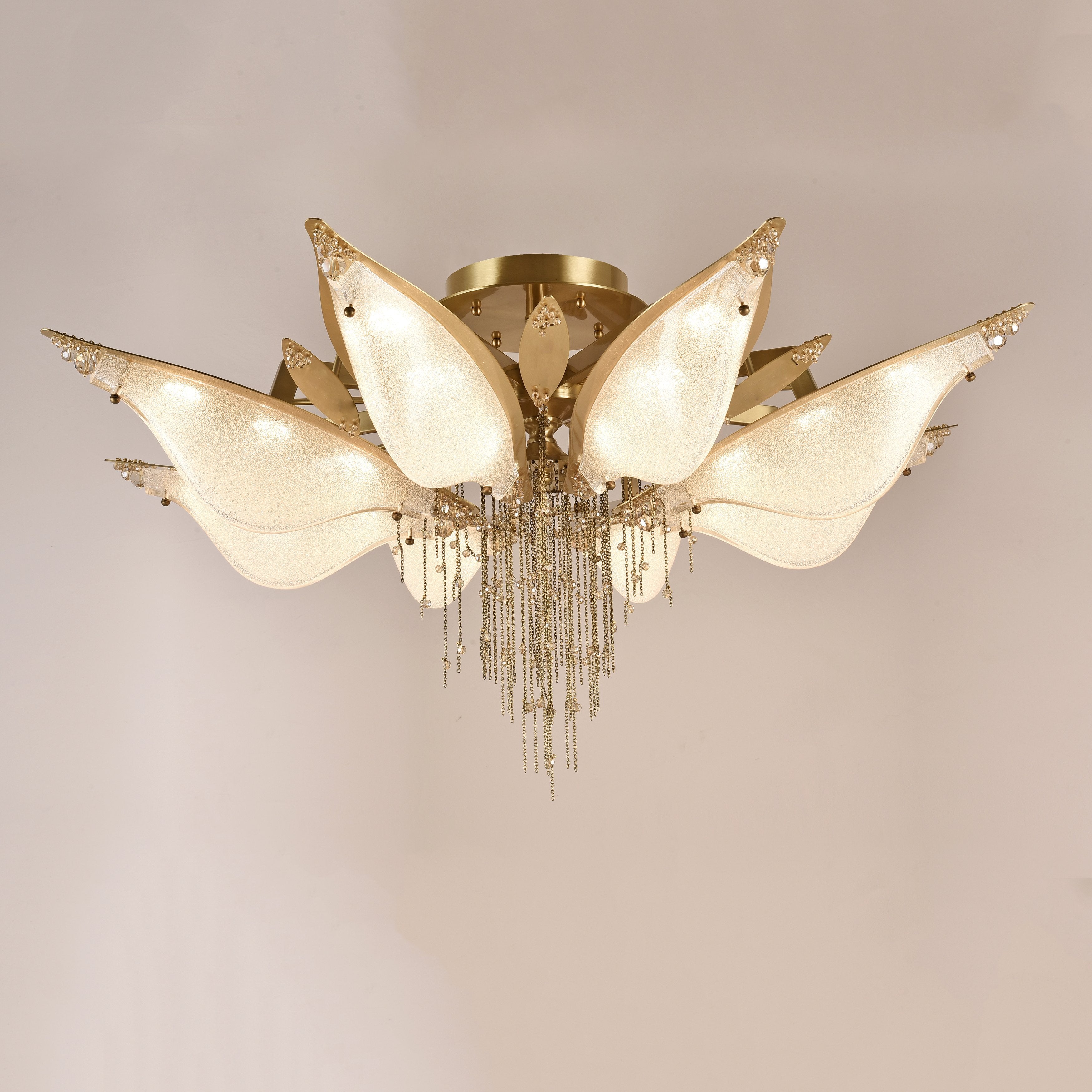 Aria Open-Flower Crystal Murano Flushmount Chandelier - Italian Concept -