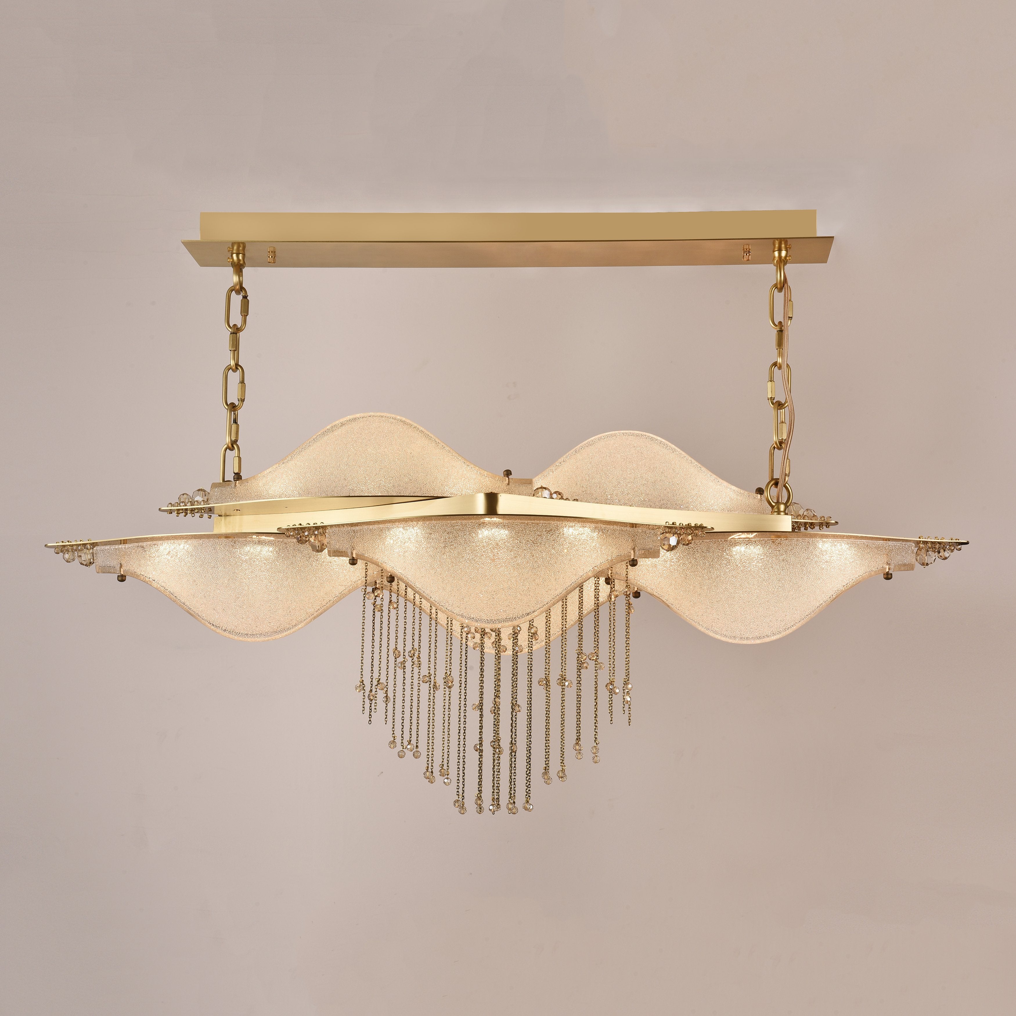 Aria Linear Crystal Murano Flushmount Chandelier - Italian Concept -