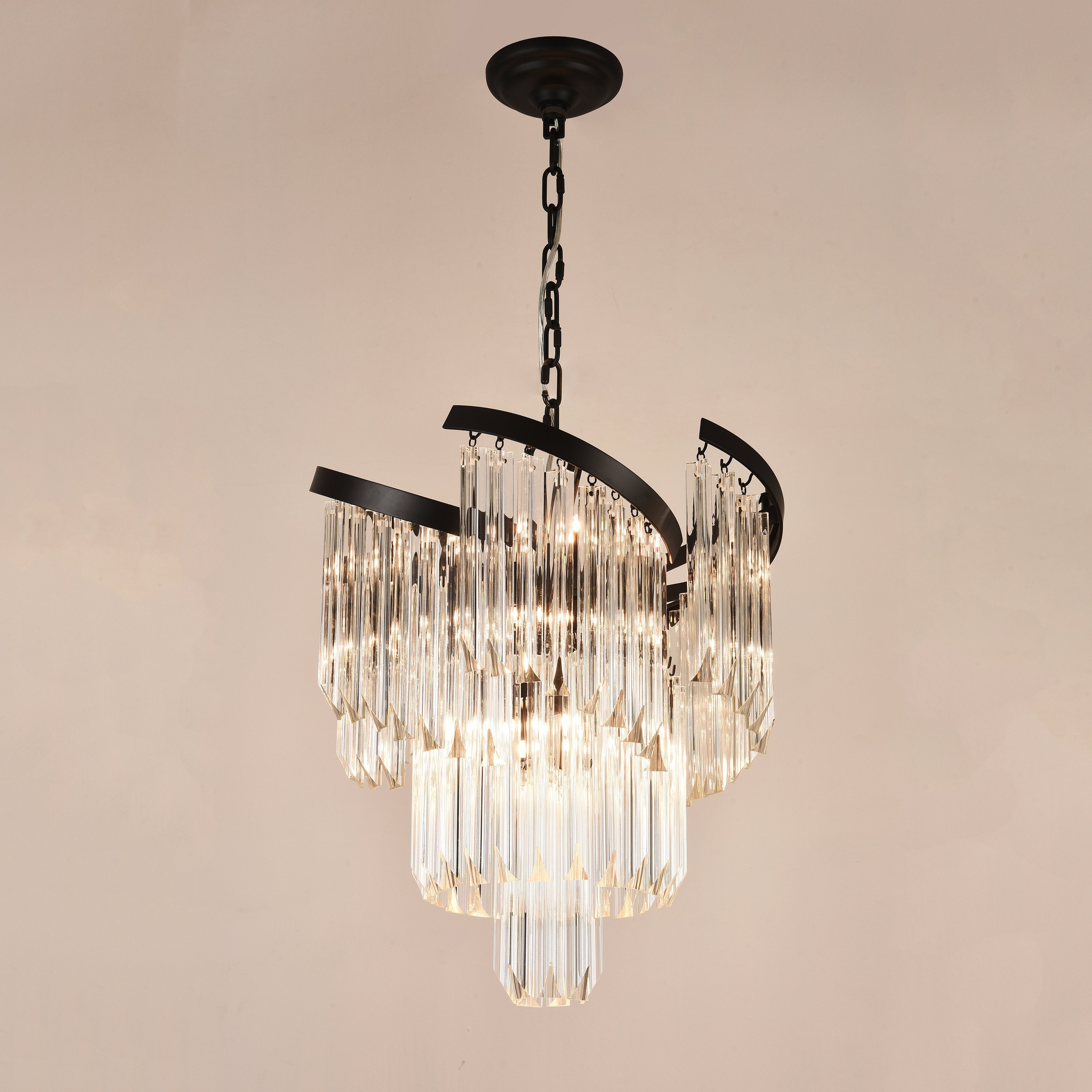 Twin Palms Round Crystal Chandelier - Italian Concept