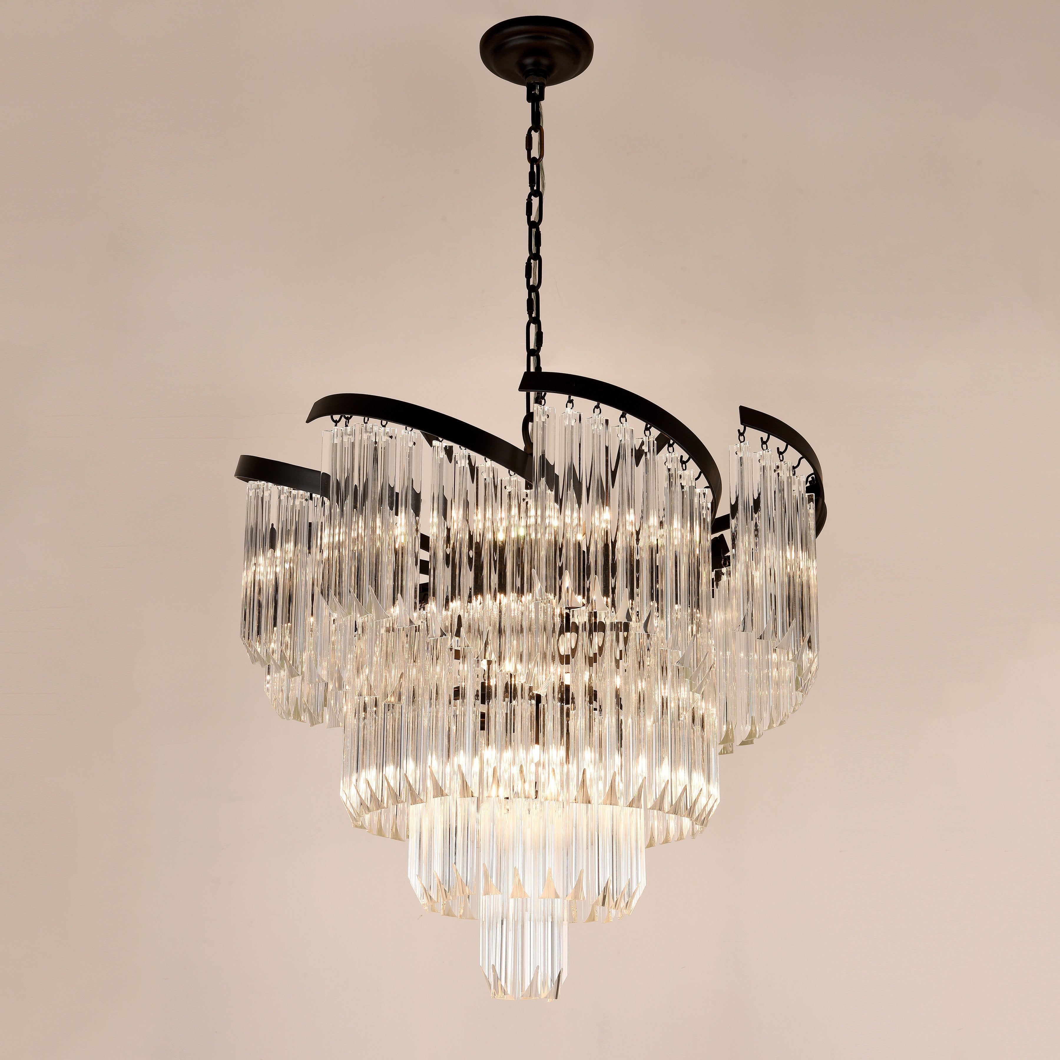 Twin Palms Round Crystal Chandelier - Italian Concept