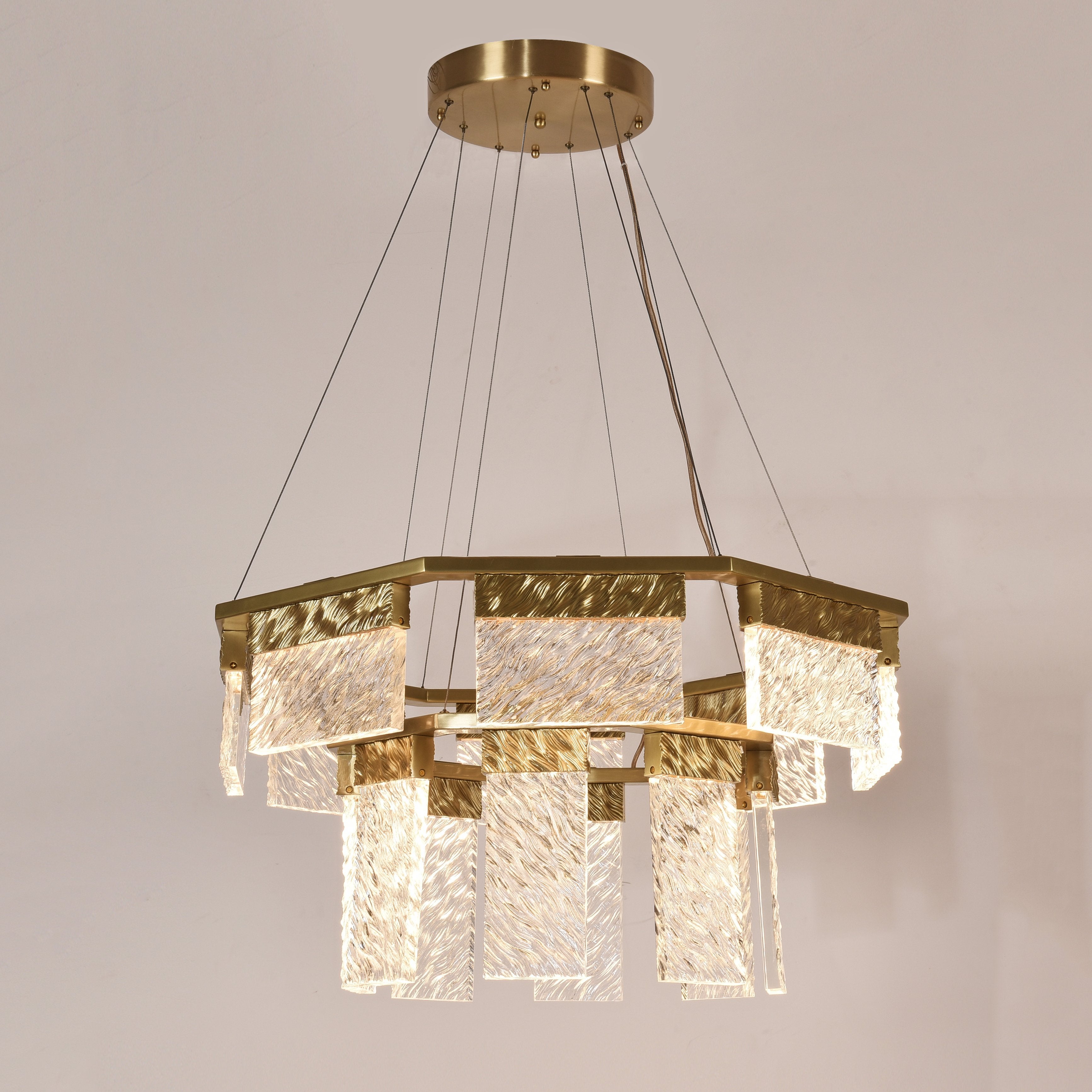 Aimee 2-Tier Round LED Down-light Glass Chandelier - Italian Concept -