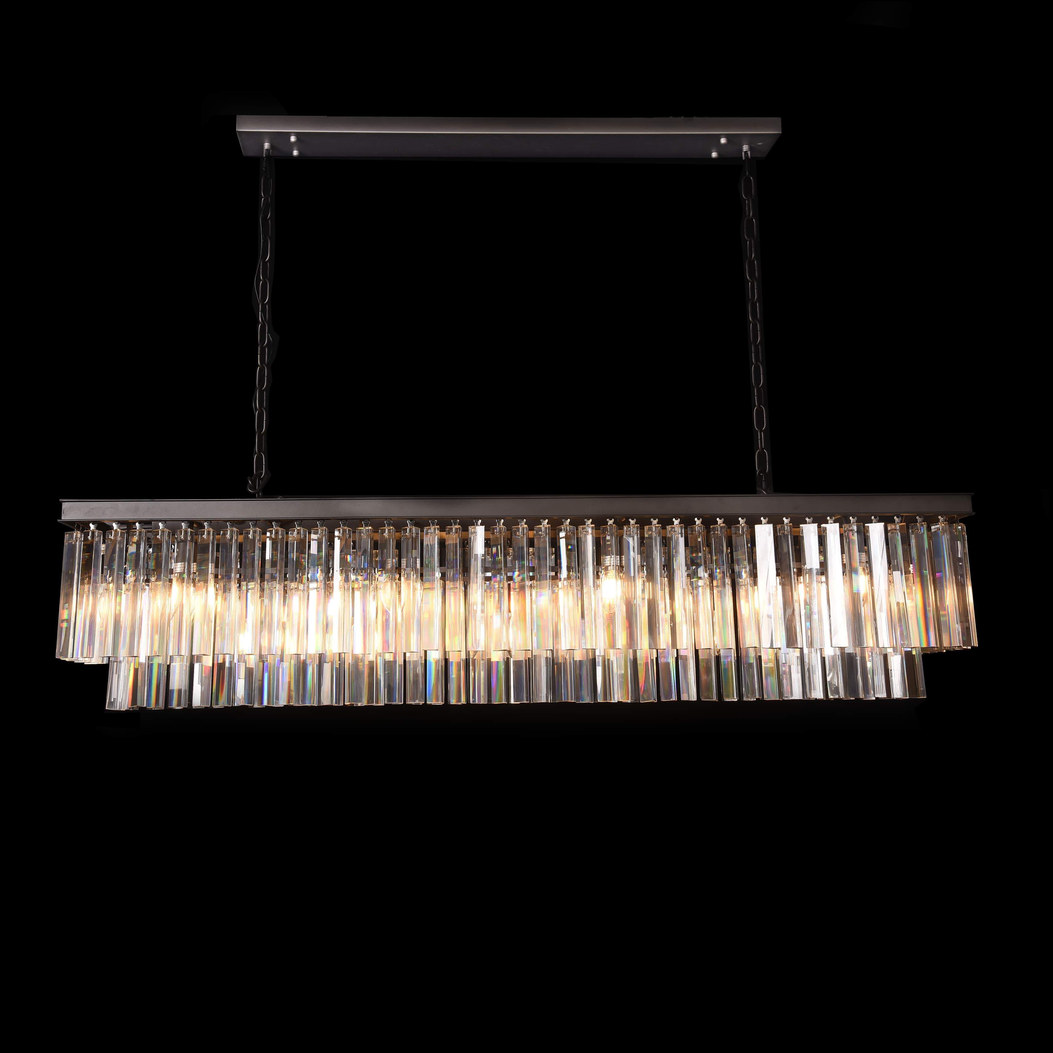 Apex Odeon Rectangular Fringe Crystal Chandelier - Italian Concept - Size