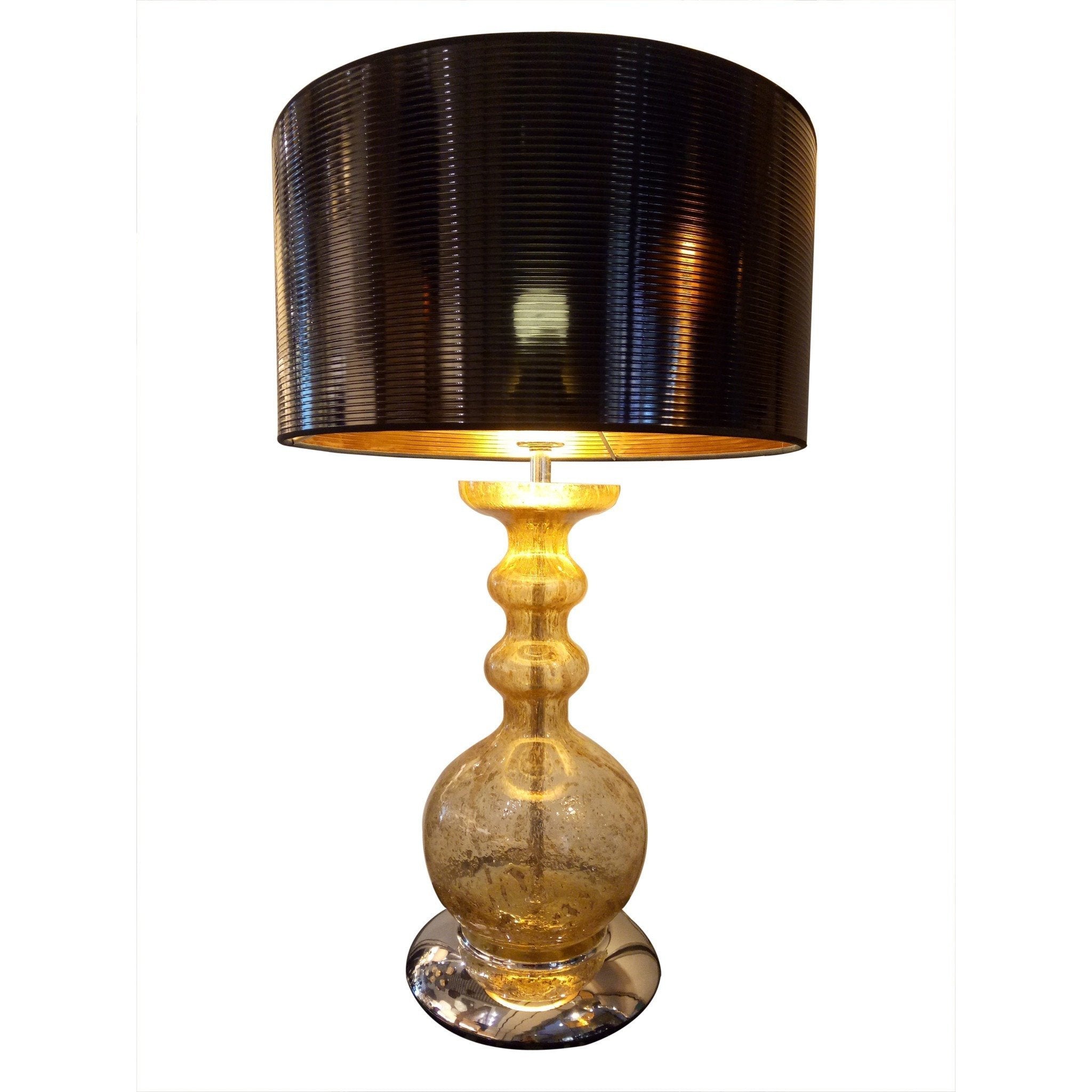 Hansen Amber Hand-Crafted Blown Glass Table Lamp With Shade - Italian Concept
