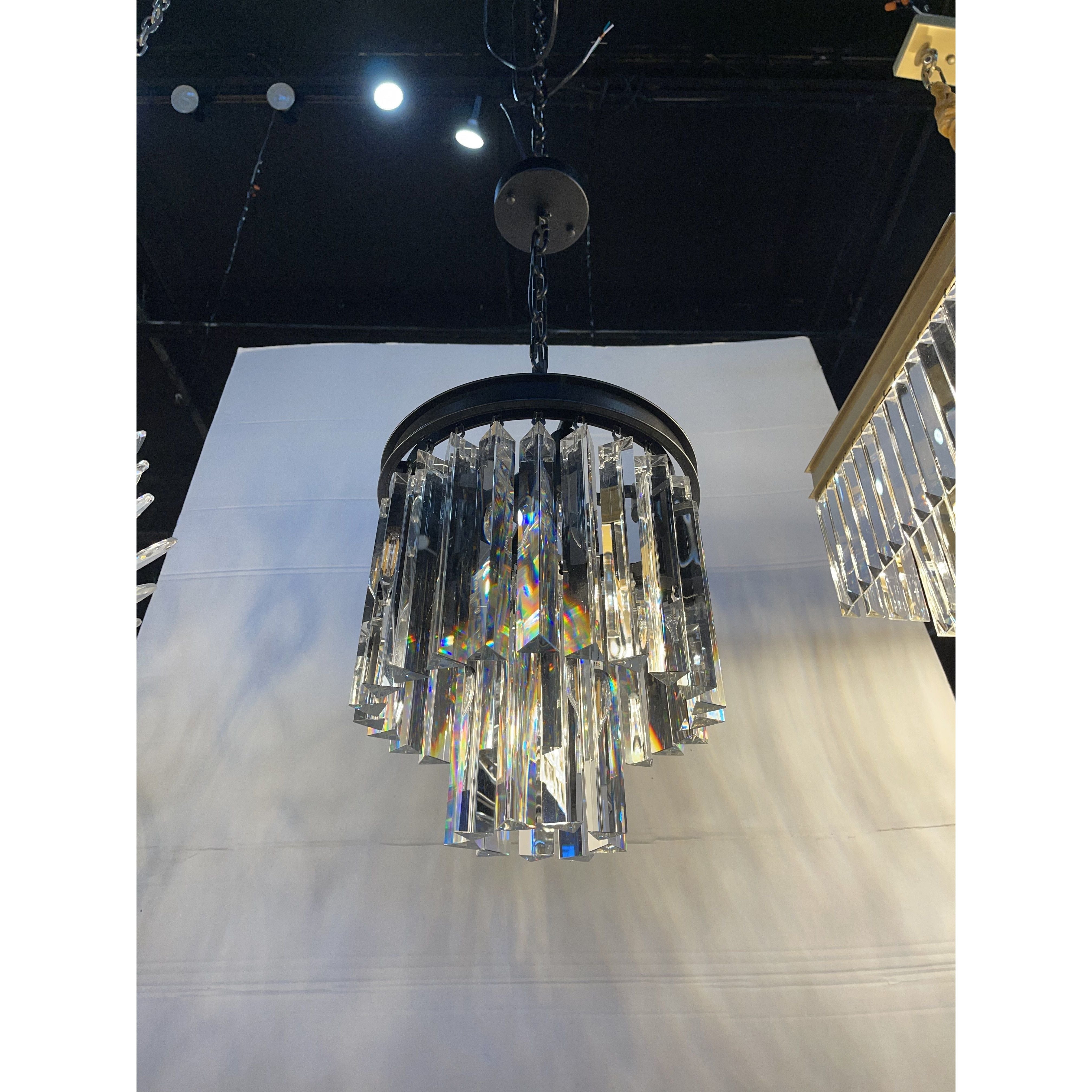 54" Wide Odeon Round Crystal Fringe Chandelier - Italian Concept -