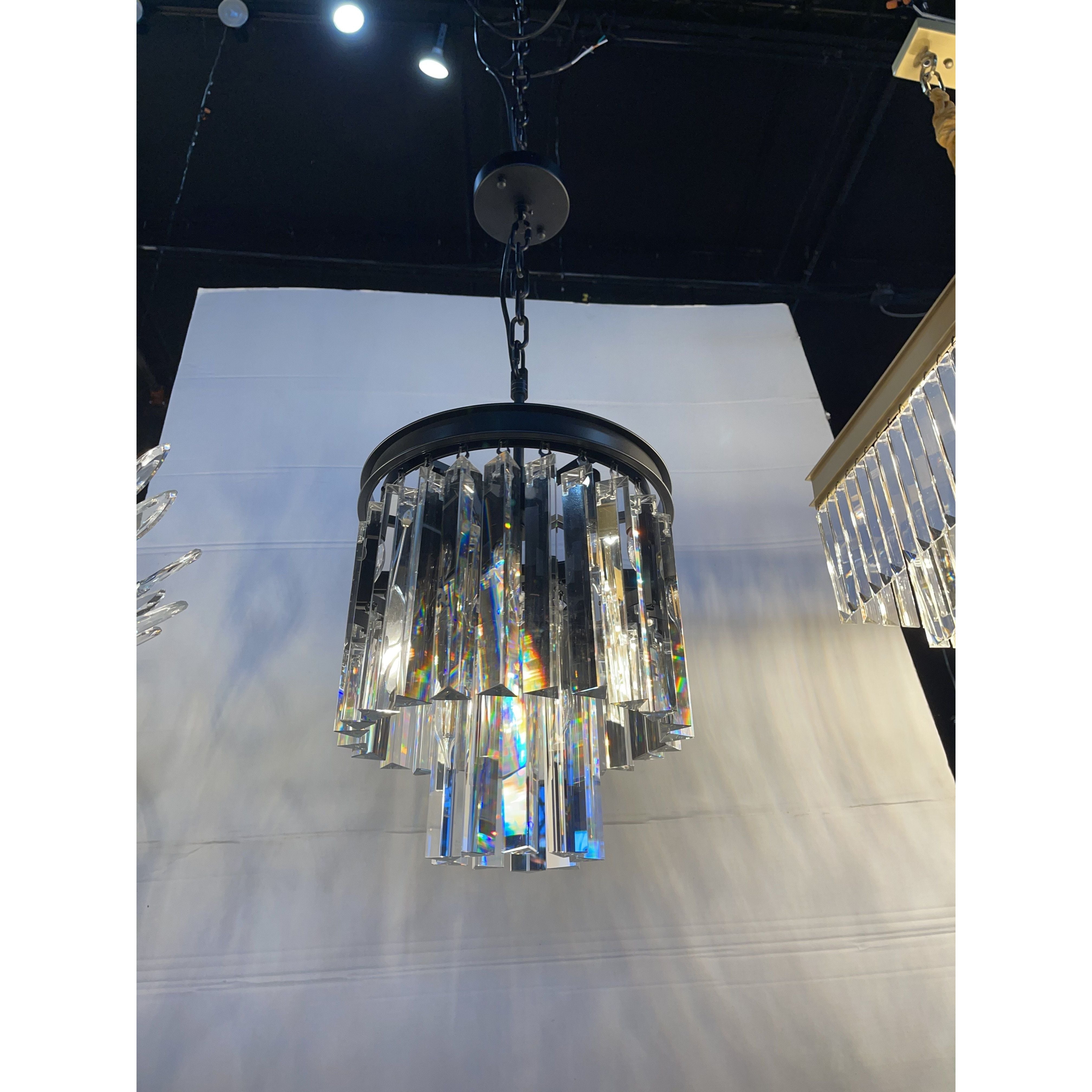 54" Wide Odeon Round Crystal Fringe Chandelier - Italian Concept -