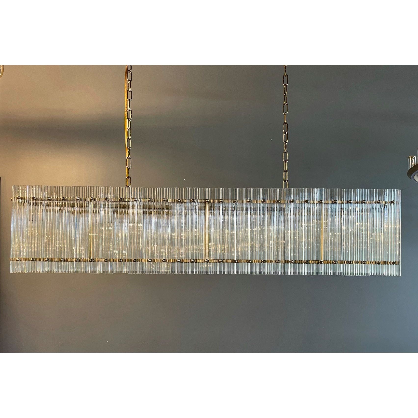 Carmel Rectangular Ribbed Glass Tile Chandelier - Italian Concept -