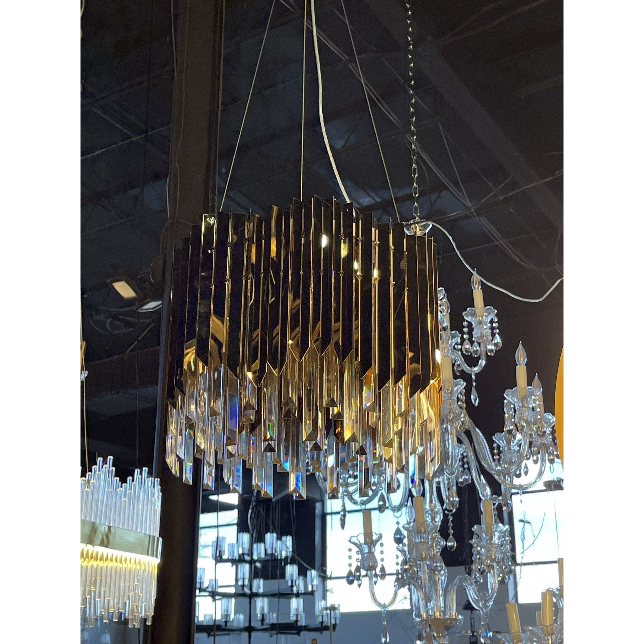 Arrows Steel Crystal Chandelier Round - Italian Concept -