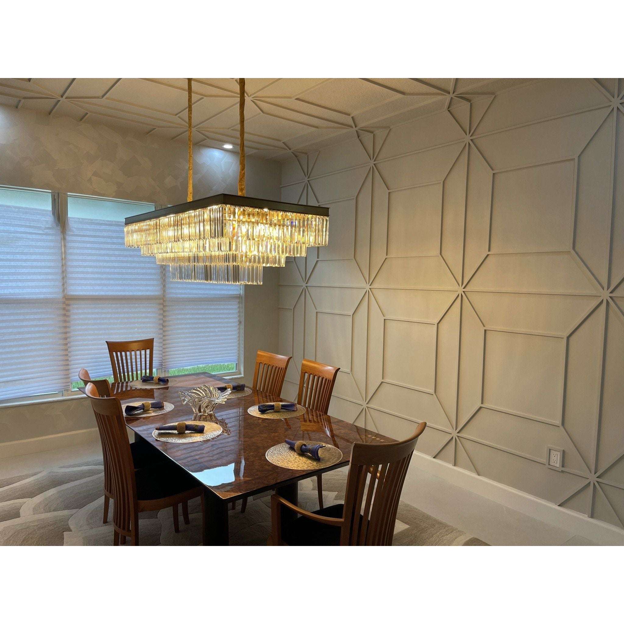 Ather 3-Tier Odeon Rectangular Fringe Crystal Chandelier - Italian Concept -