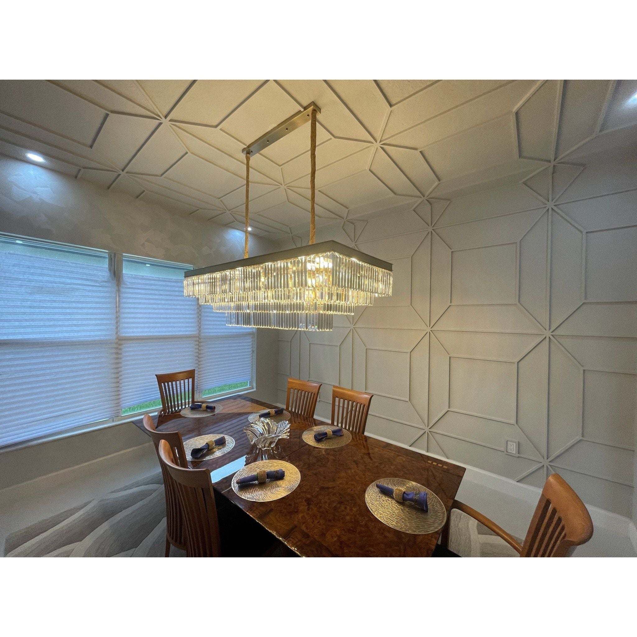 Ather 3-Tier Odeon Rectangular Fringe Crystal Chandelier - Italian Concept -