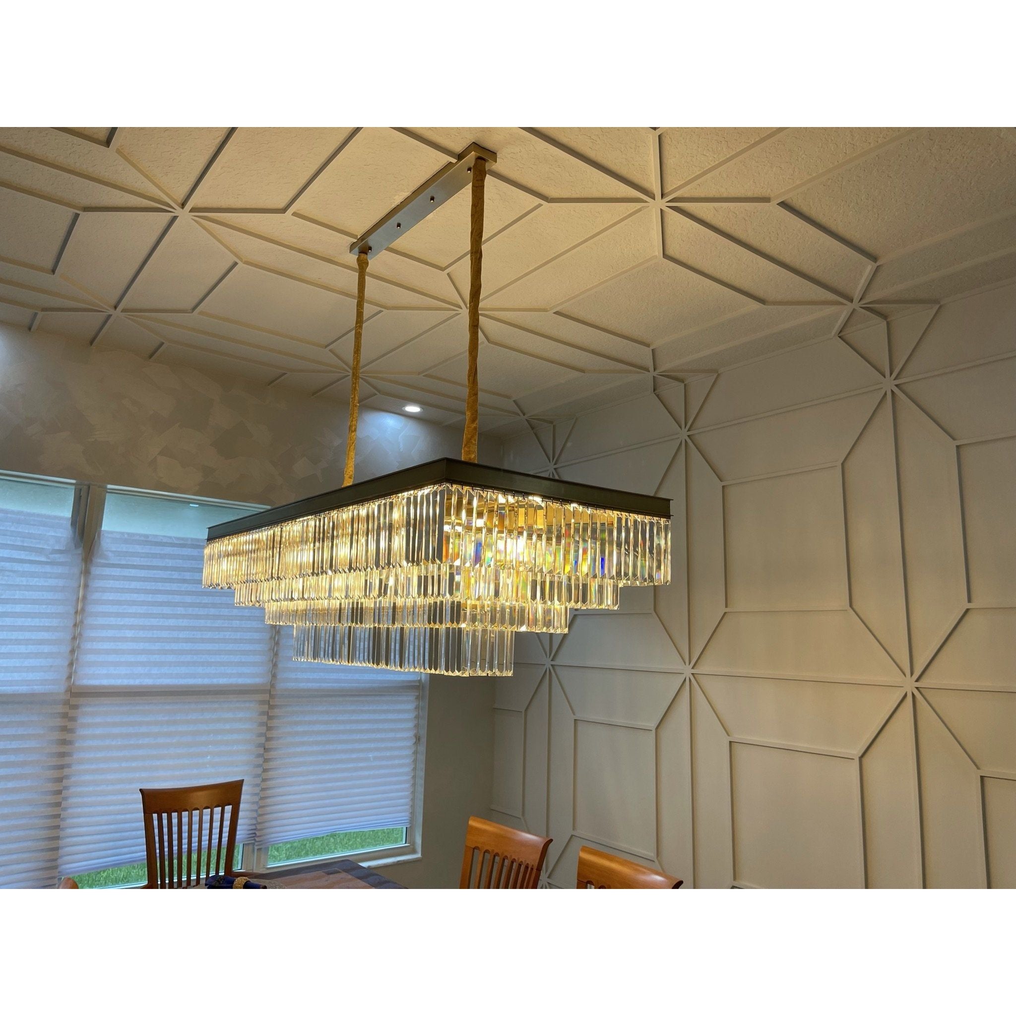 Ather 3-Tier Odeon Rectangular Fringe Crystal Chandelier - Italian Concept -