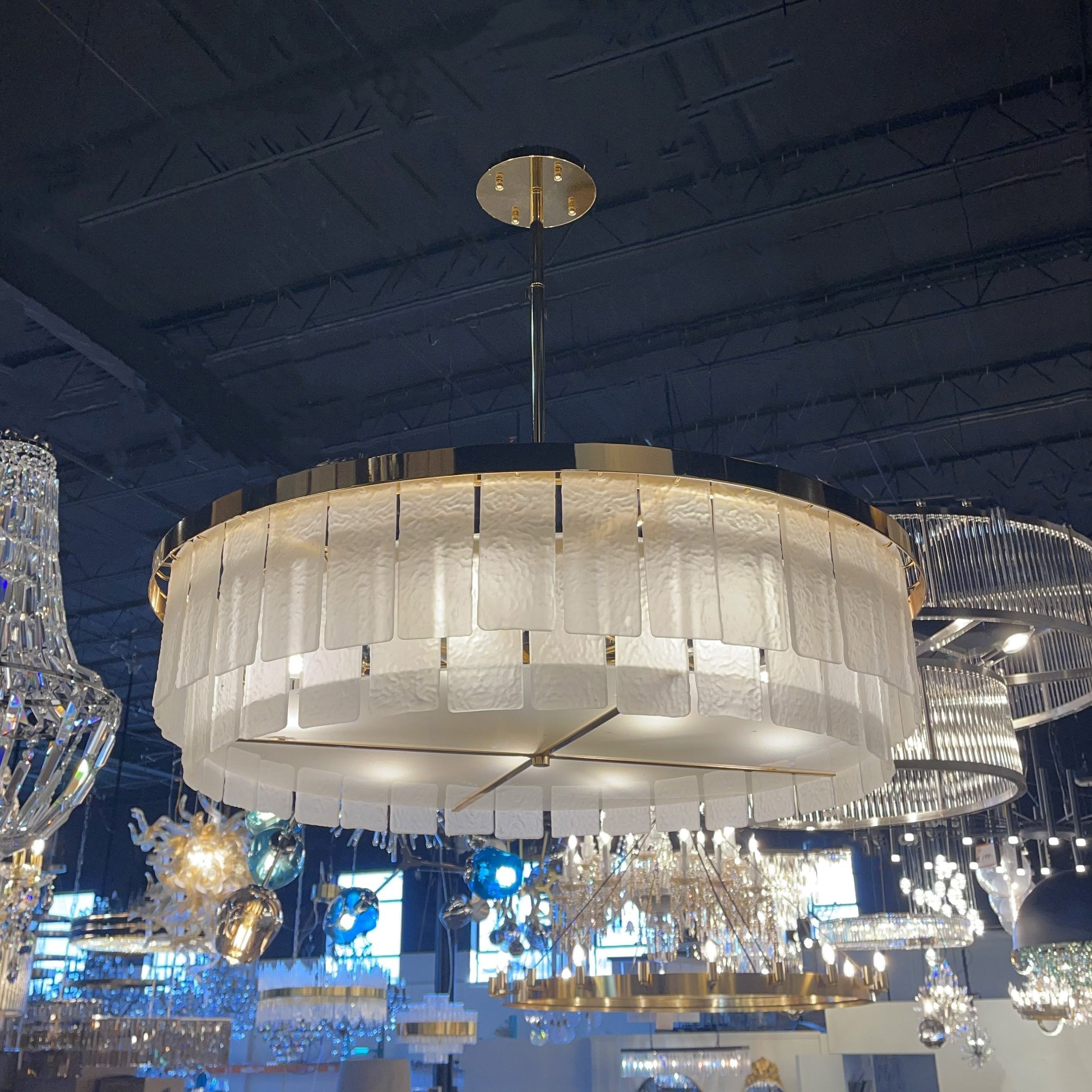 Padua Round Tiered Glass Tile Chandelier Collection - Italian Concept -