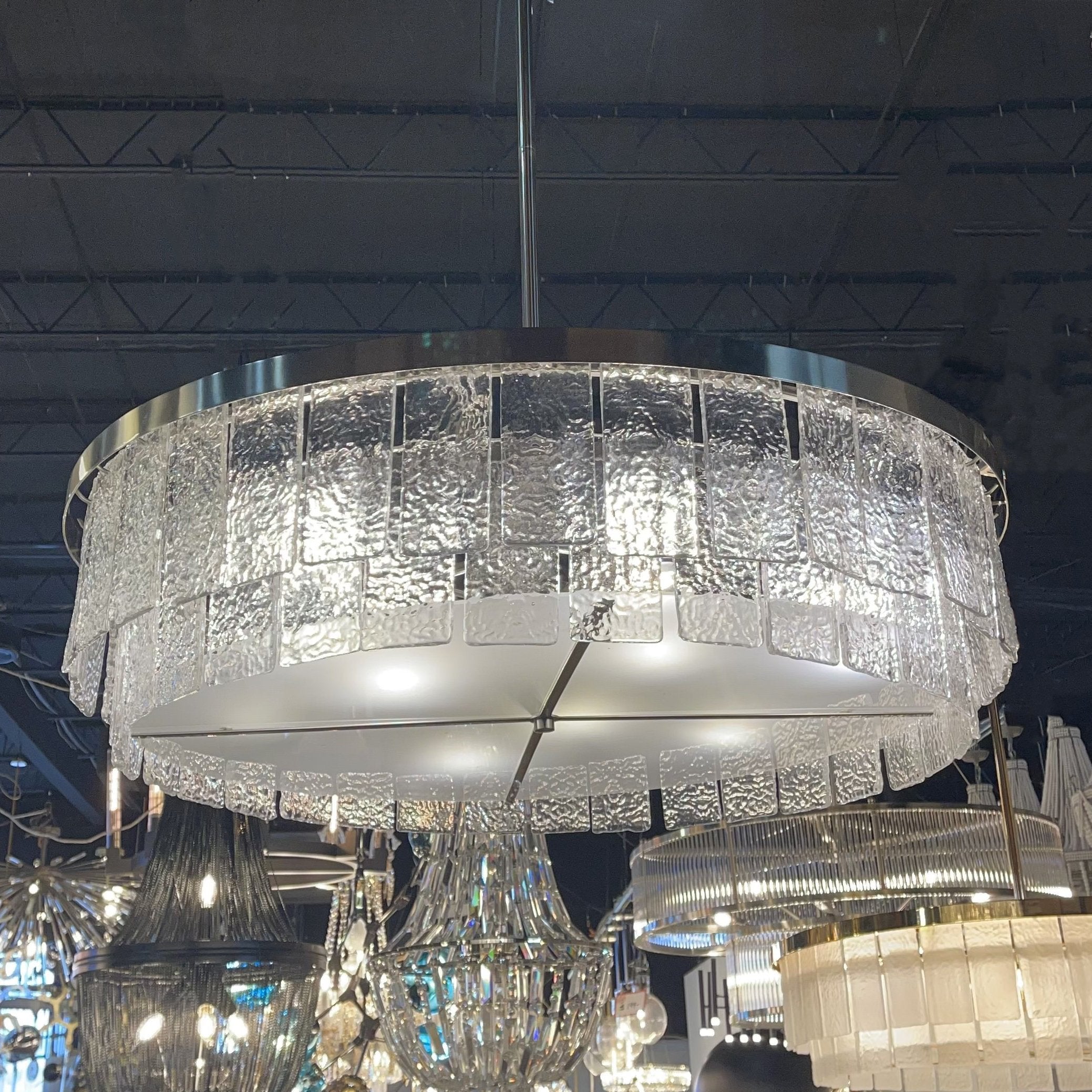 Padua Round Tiered Glass Tile Chandelier Collection - Italian Concept -