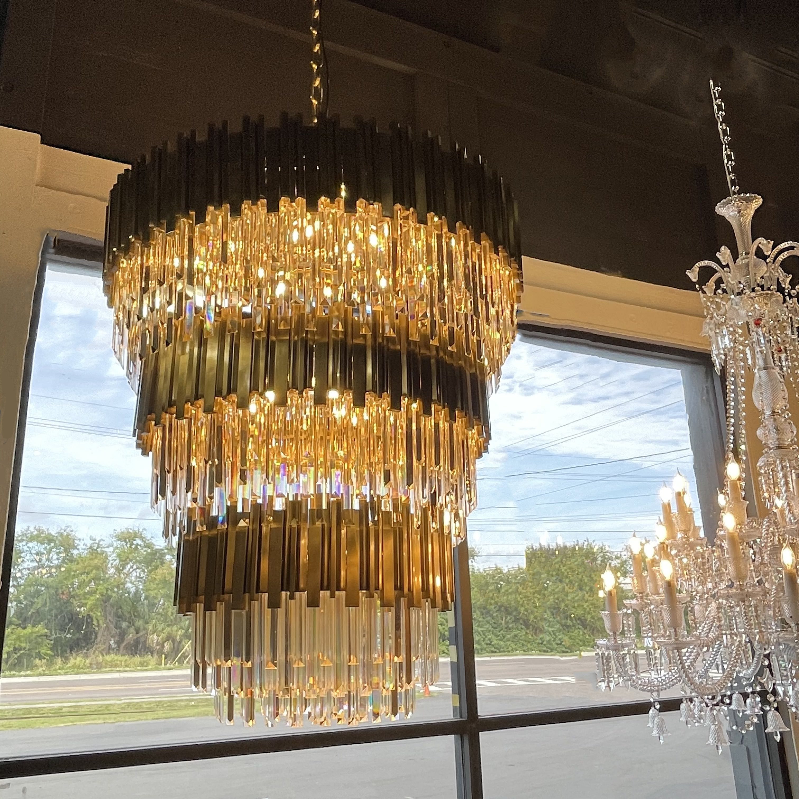 Colonnade Tiered Round Crystal Chandelier - Italian Concept -