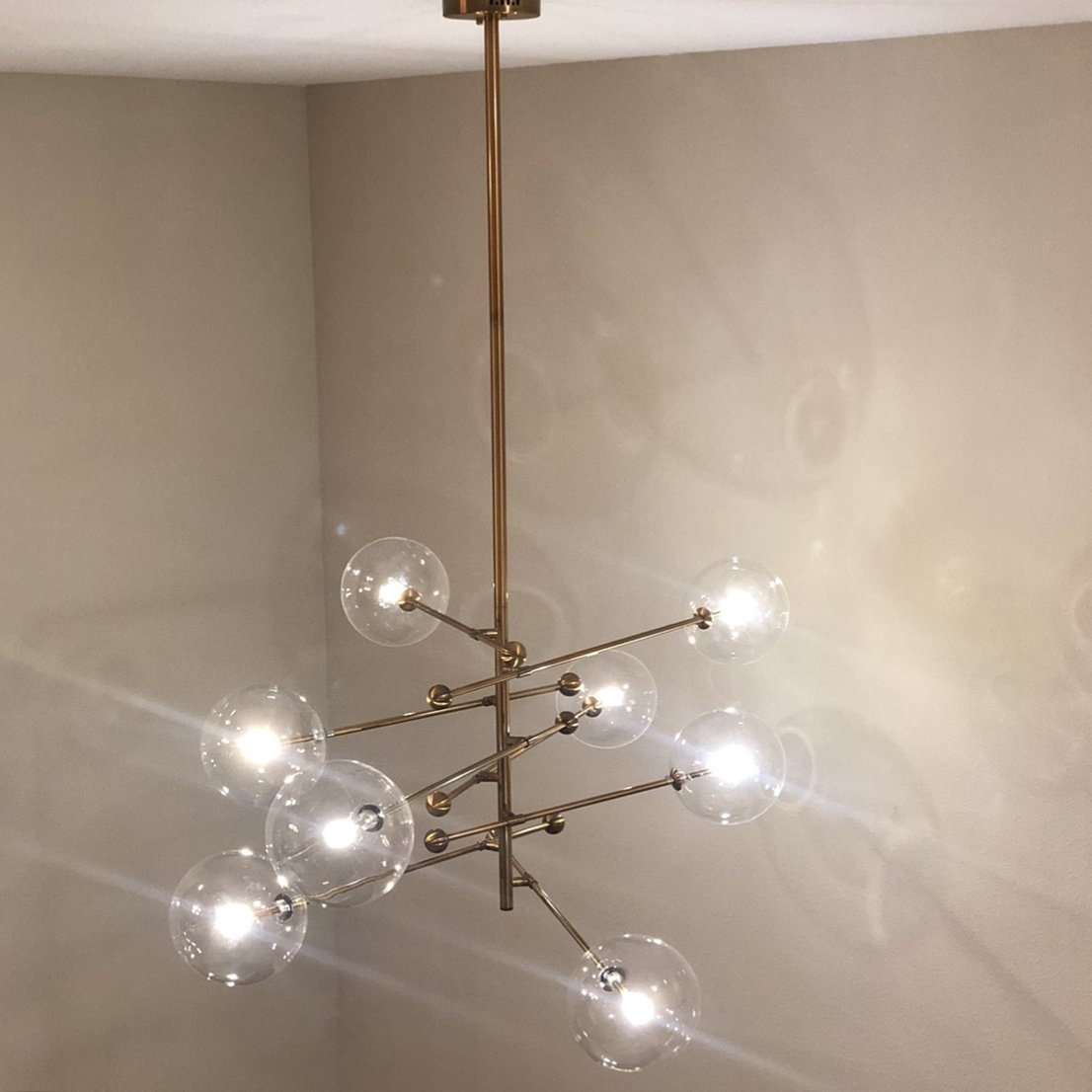 8 Light Glass Globe Branching Chandelier - Italian Concept -