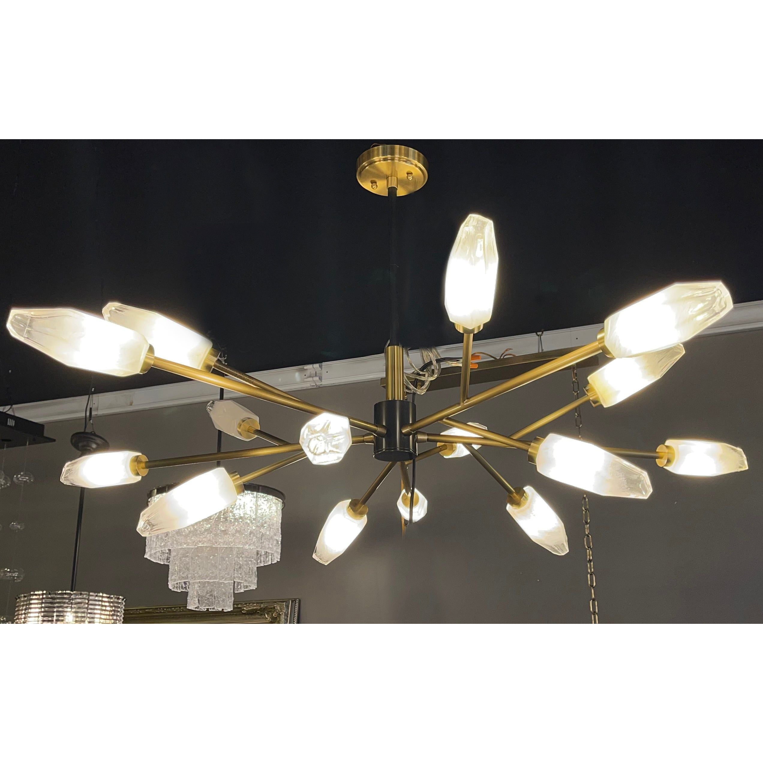 Emerald Branching Horizontal Crystal Chandelier - Italian Concept -